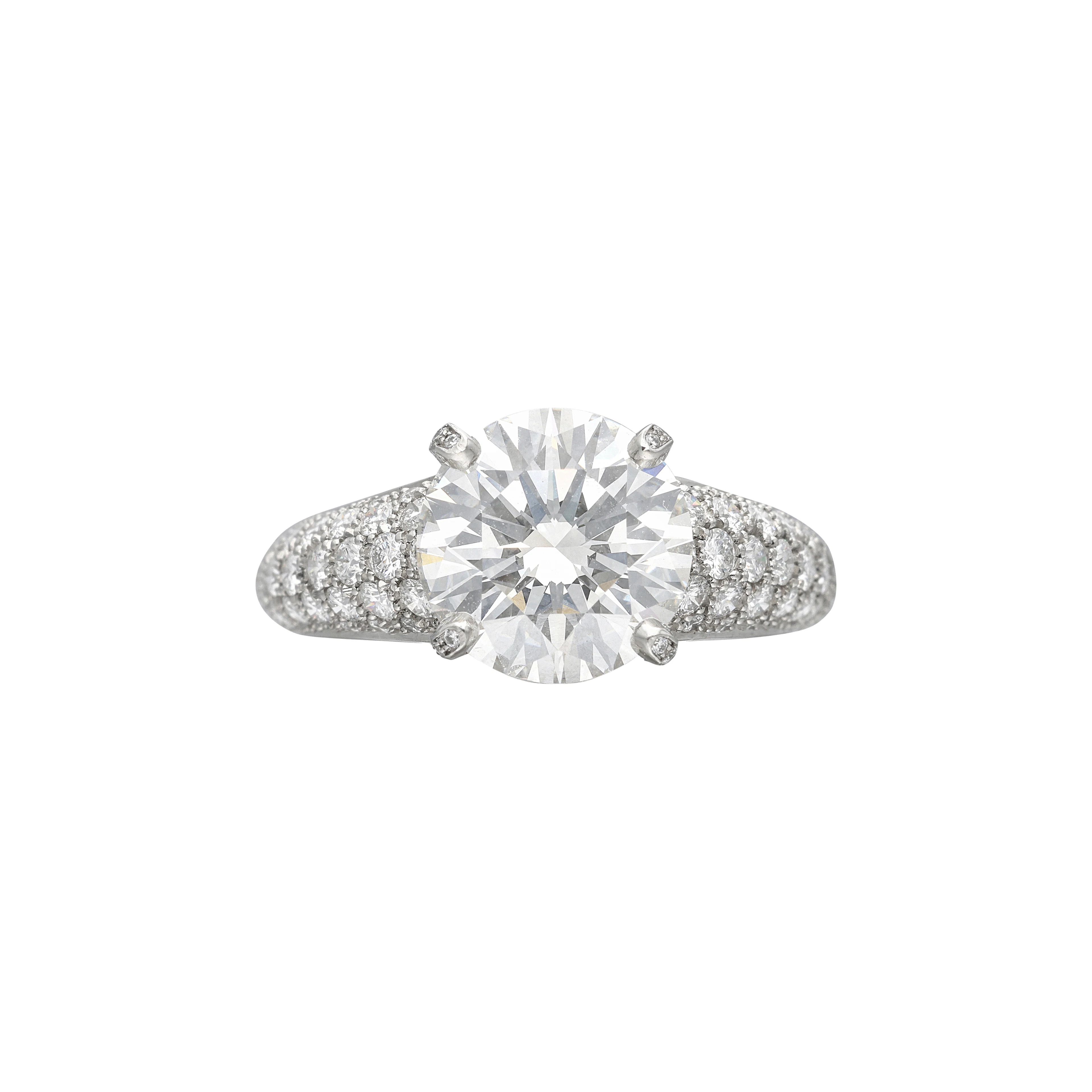 Platinum and 3.41ct Round Brilliant Cut Diamond Engagement Ring