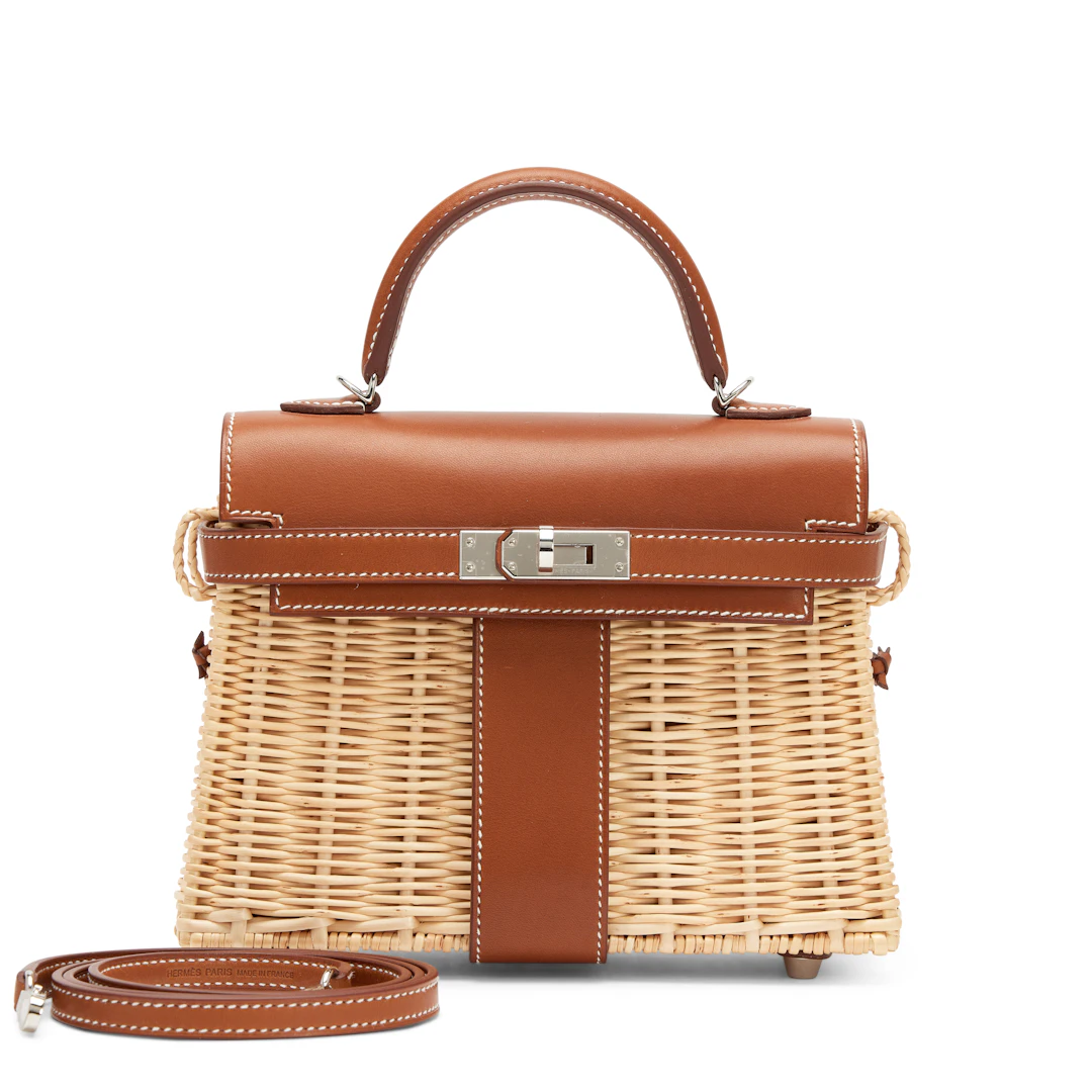 Fauve Barenia and Osier Wicker Picnic Mini Kelly 20 II Palladium Hardware, 2021