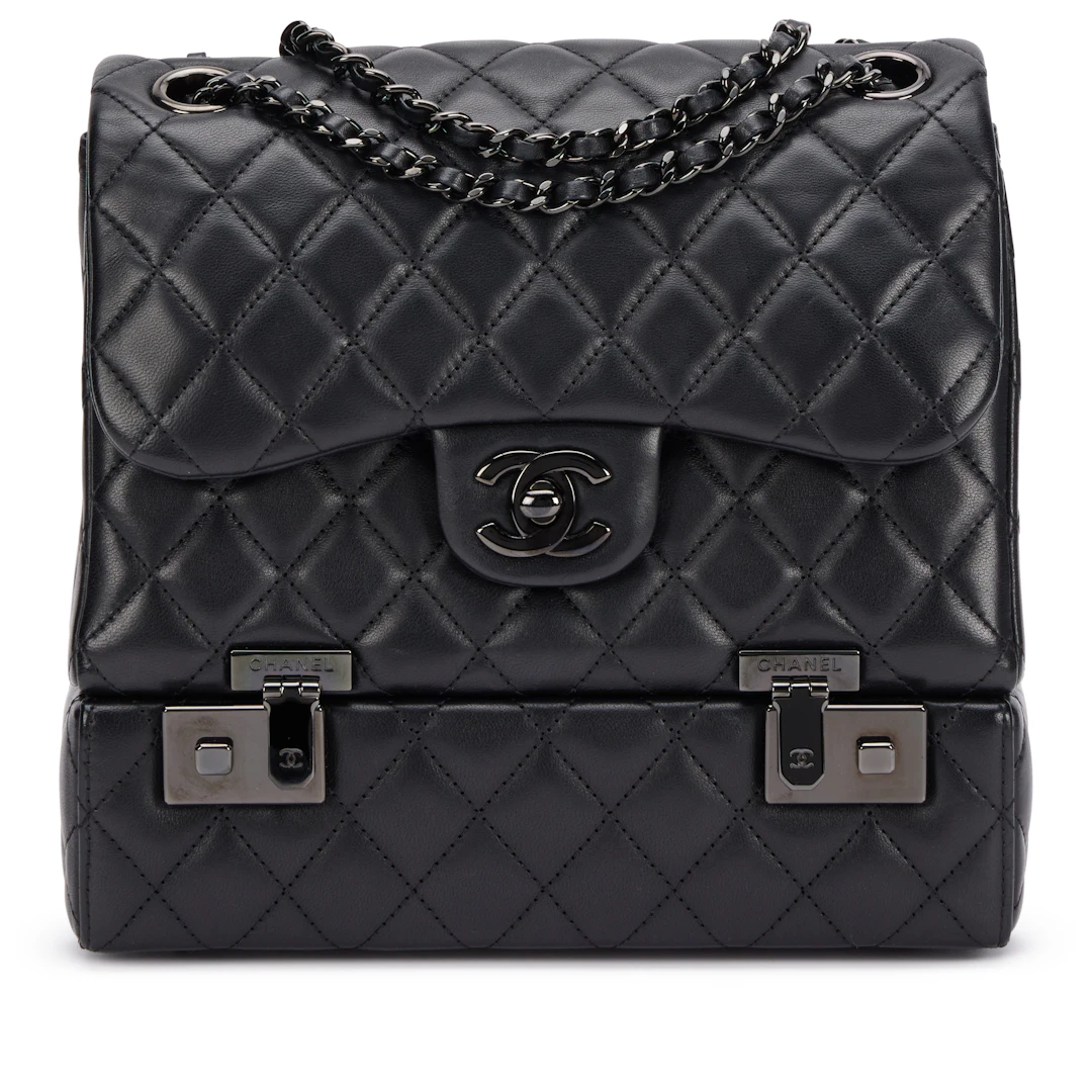 So Black Quilted Lambskin Cockpit Flap Bag Black Hardware, 2016