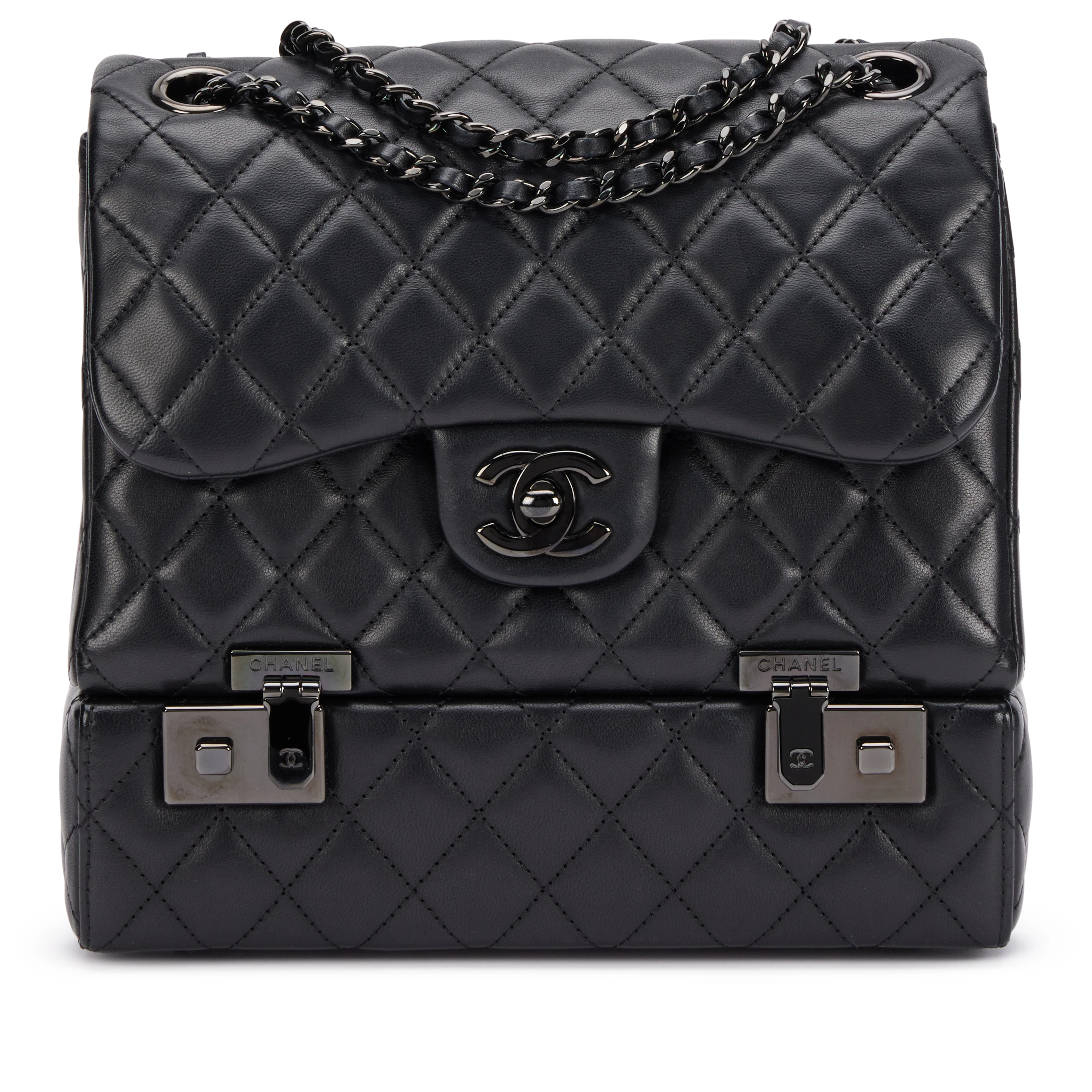 So Black Quilted Lambskin Cockpit Flap Bag Black Hardware, 2016
