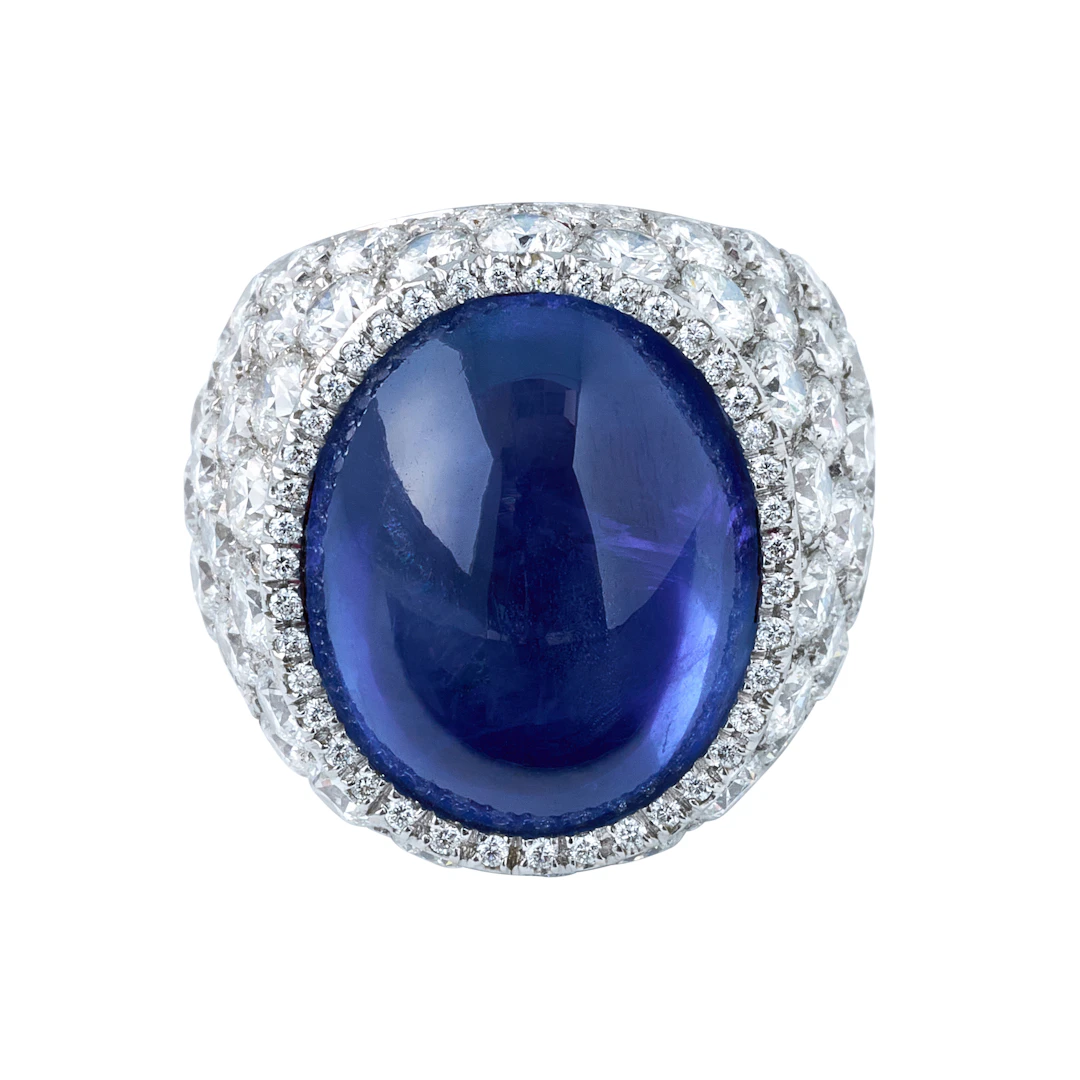 White Gold, 34.18ct Ceylon Sapphire and Diamond Ring