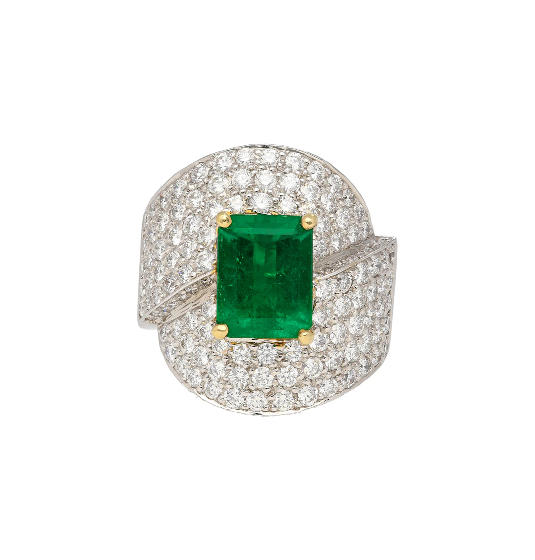 White Gold, Gold, 2.53ct Colombian Emerald and Diamond Ring