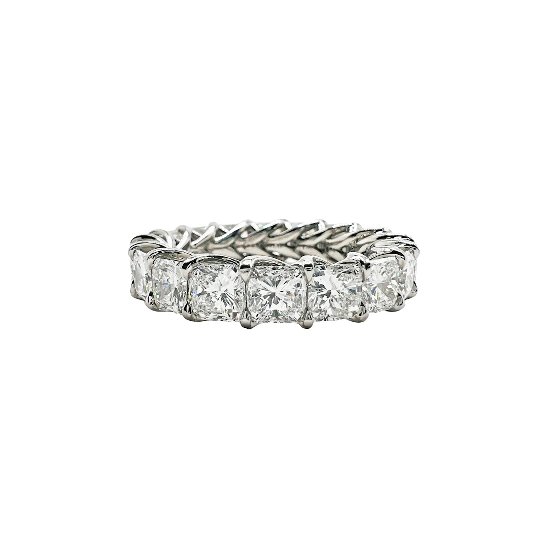 Platinum and 6.90ctw Radiant Cut Diamond Eternity Band Ring