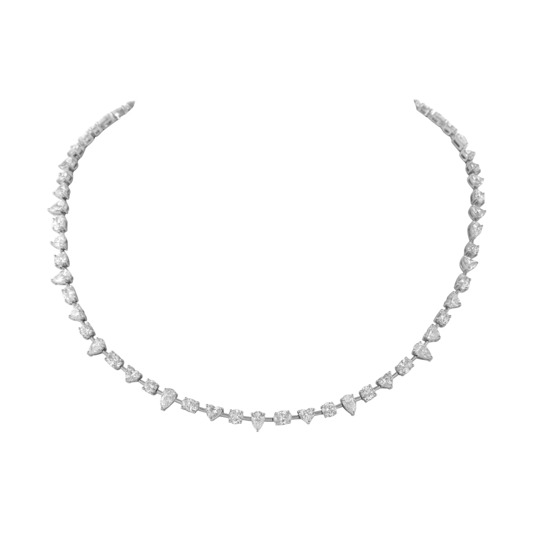 White Gold and 15.25ctw Fancy Cut Diamond Necklace