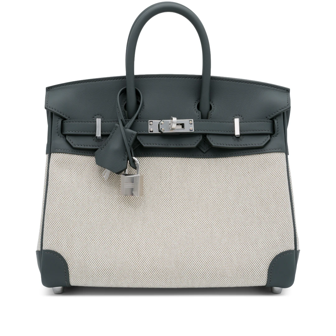 Vert Mangrove Swift and Vert Amande and Ecru Toile Quadrille Birkin
