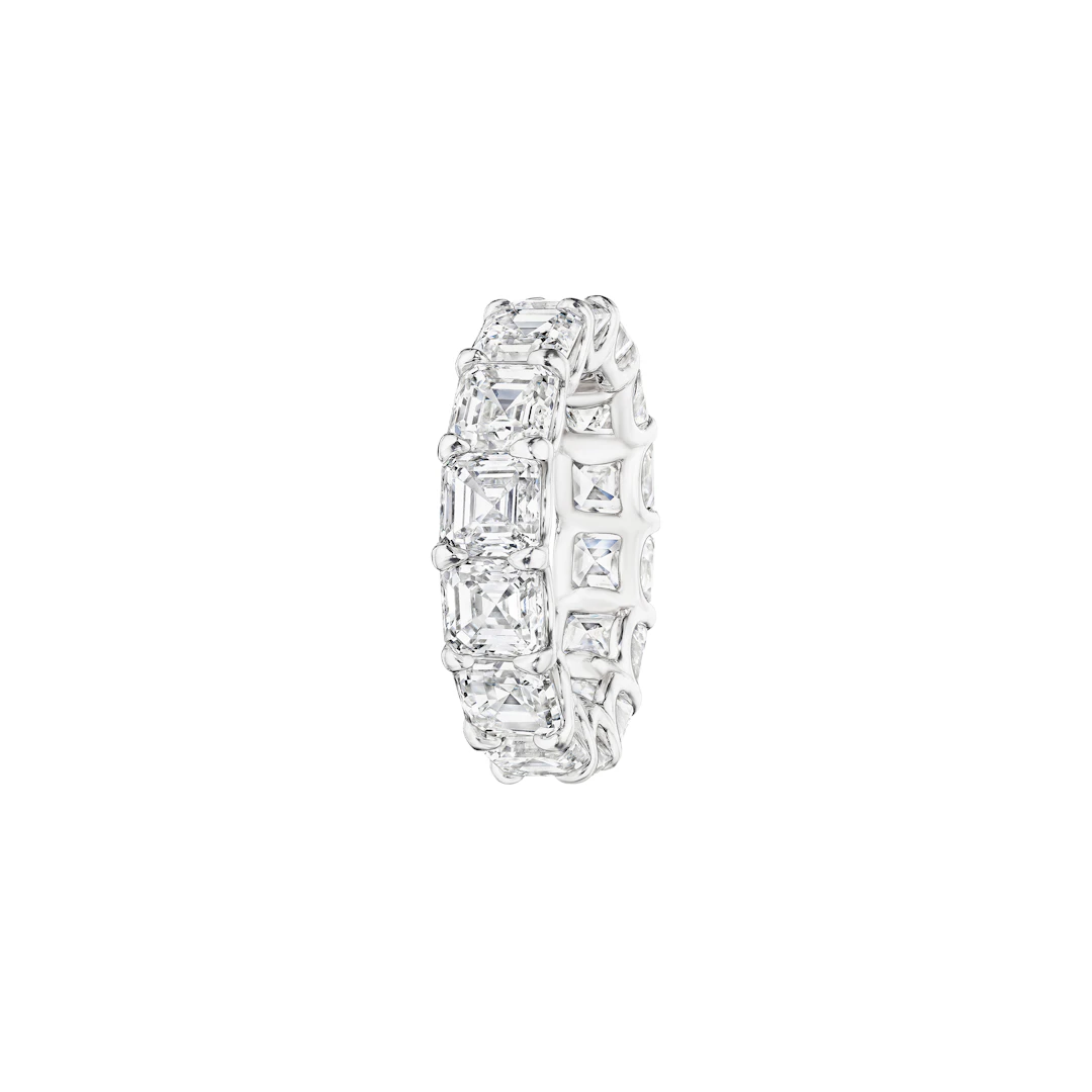 Platinum and 10.13ctw Asscher Cut Diamond Eternity Band Ring