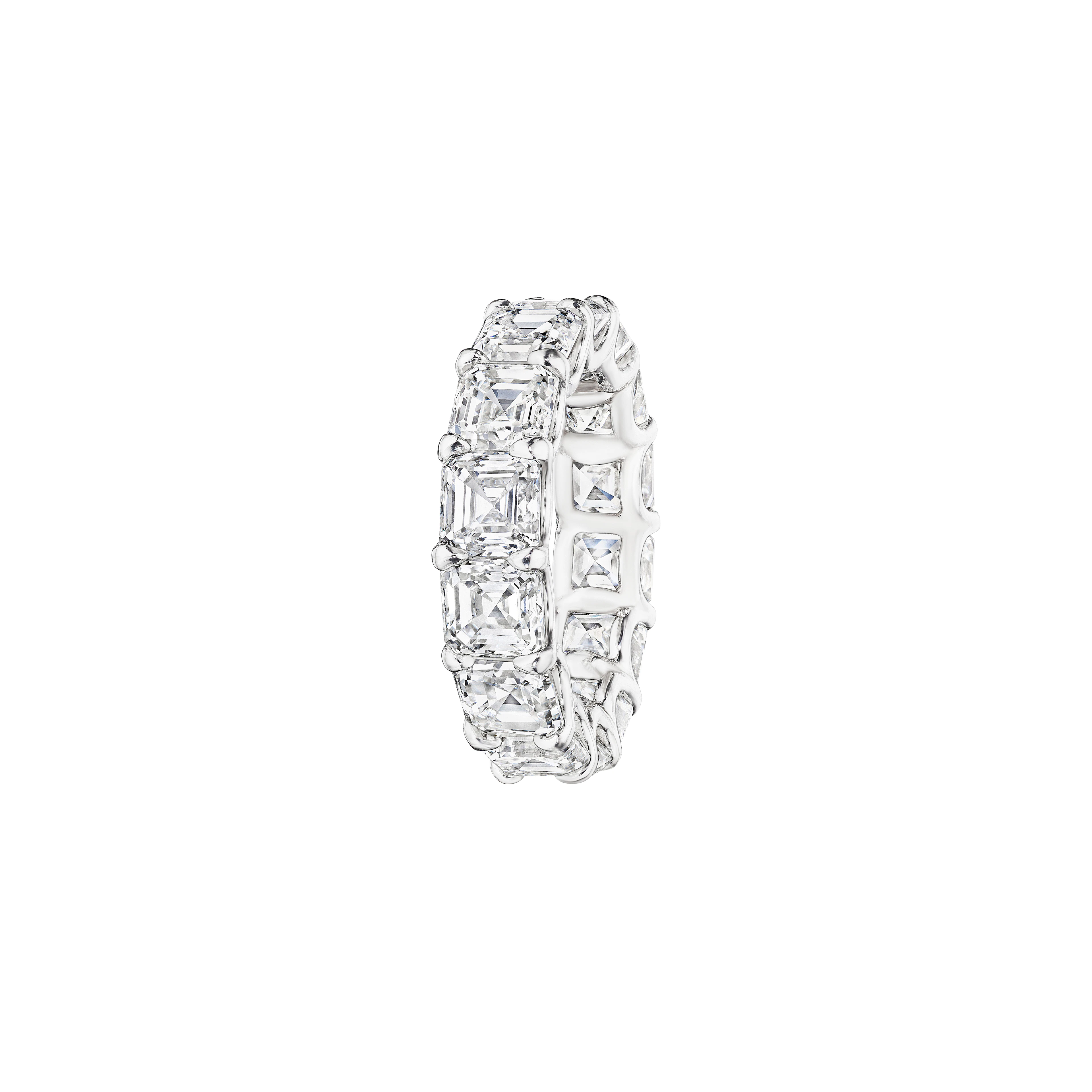 Platinum and 10.13ctw Asscher Cut Diamond Eternity Band Ring