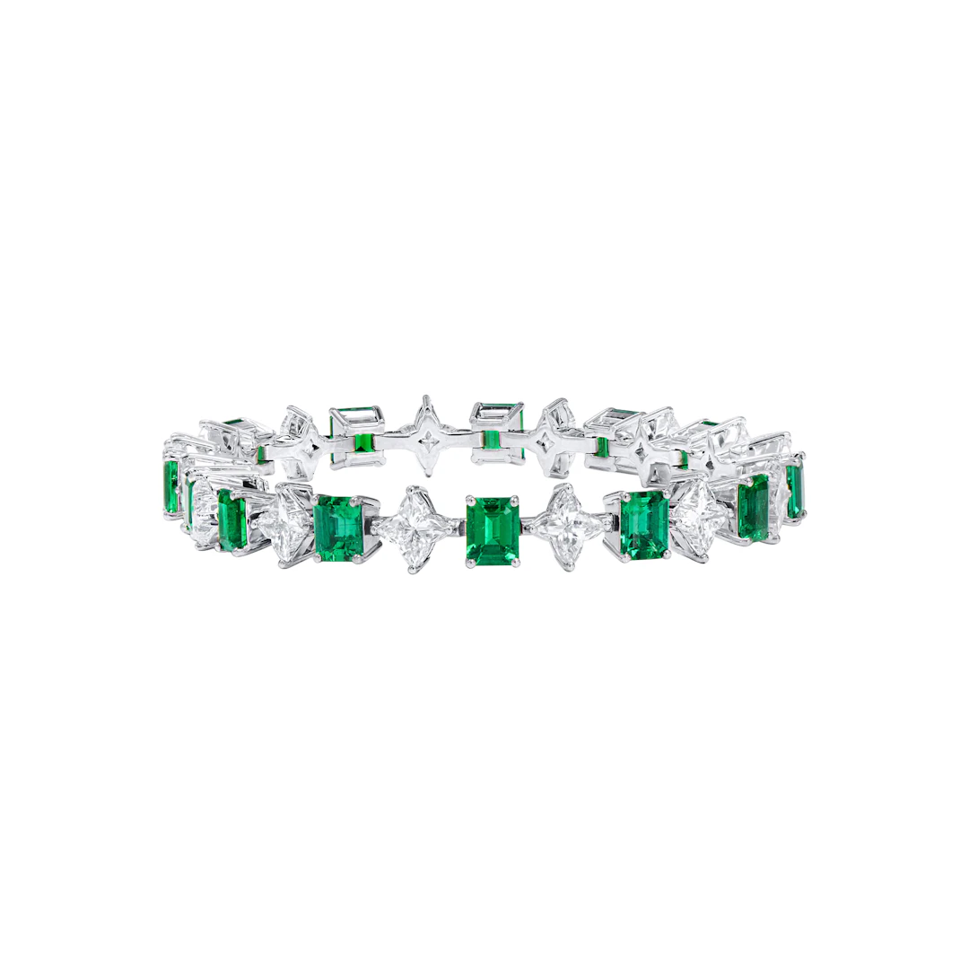 White Gold, 7.96ctw Colombian Emerald and Diamond Bracelet