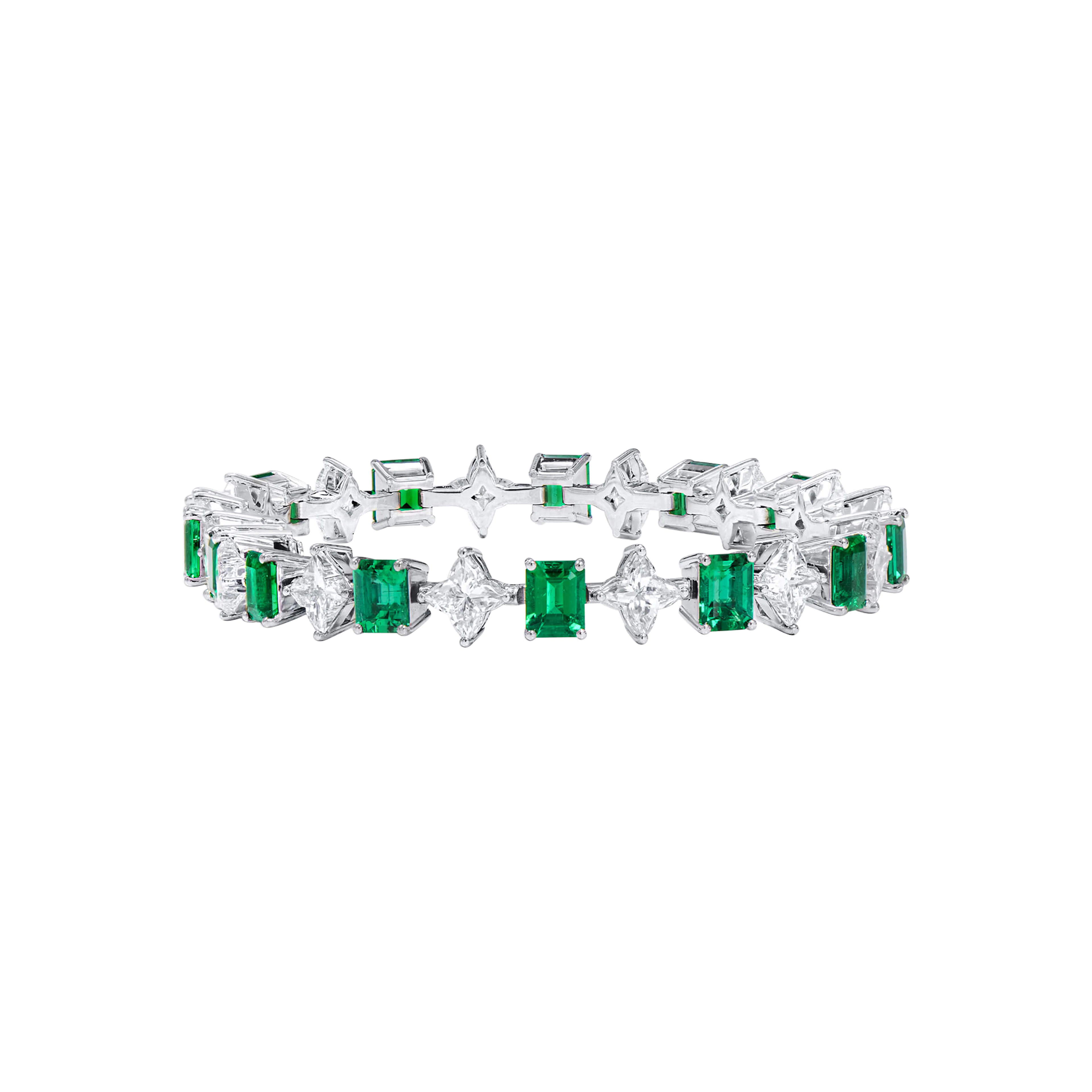 White Gold, 7.96ctw Colombian Emerald and Diamond Bracelet