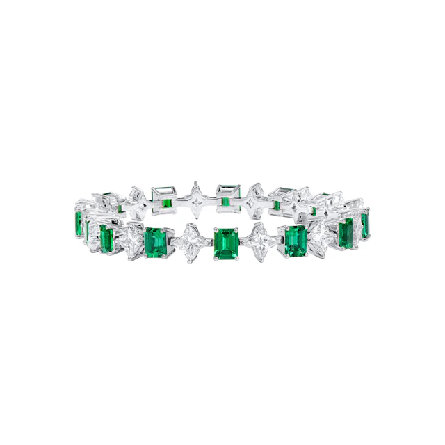 White Gold, 7.96ctw Colombian Emerald and Diamond Bracelet
