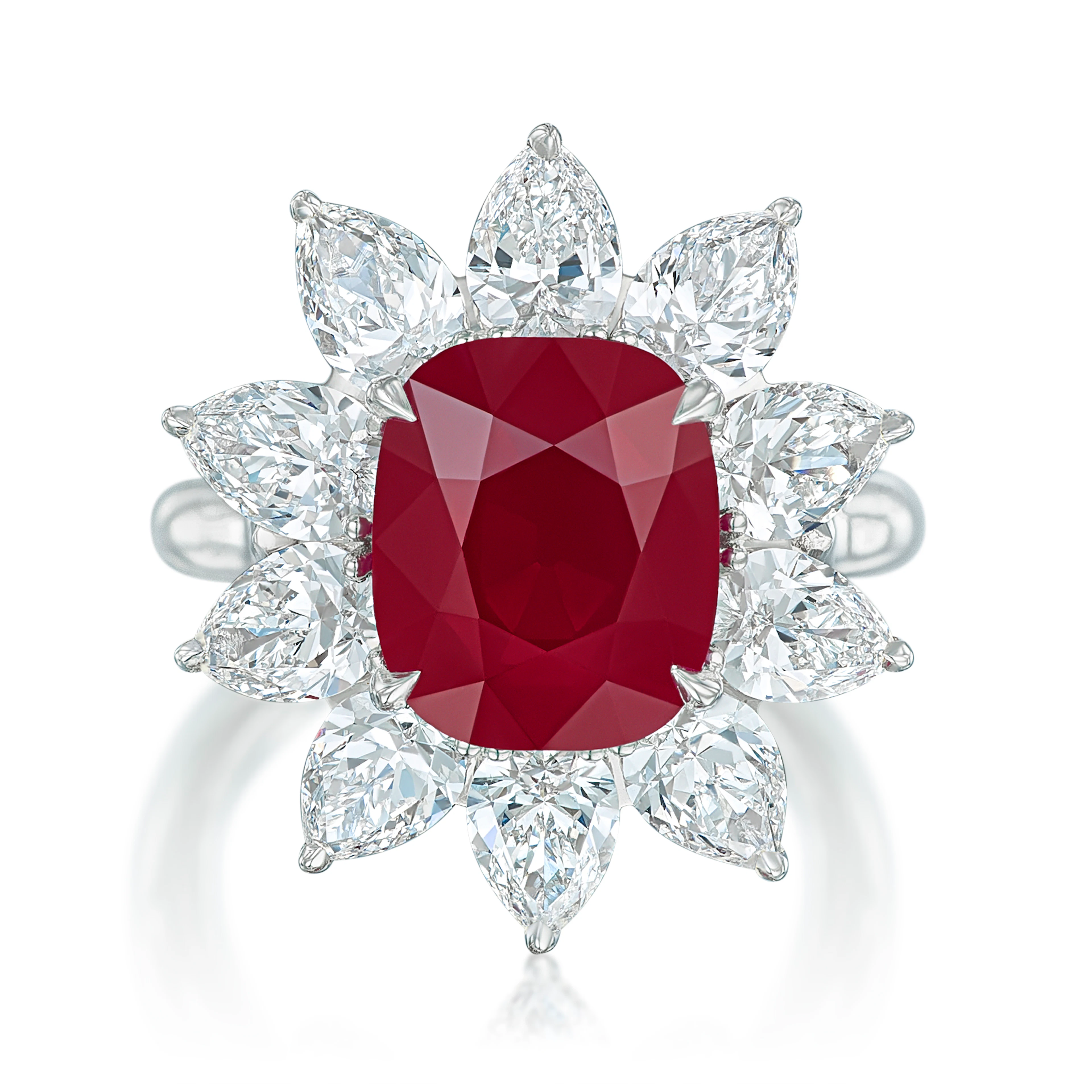 Platinum, 5.71ct Burma Ruby and Diamond Ring
