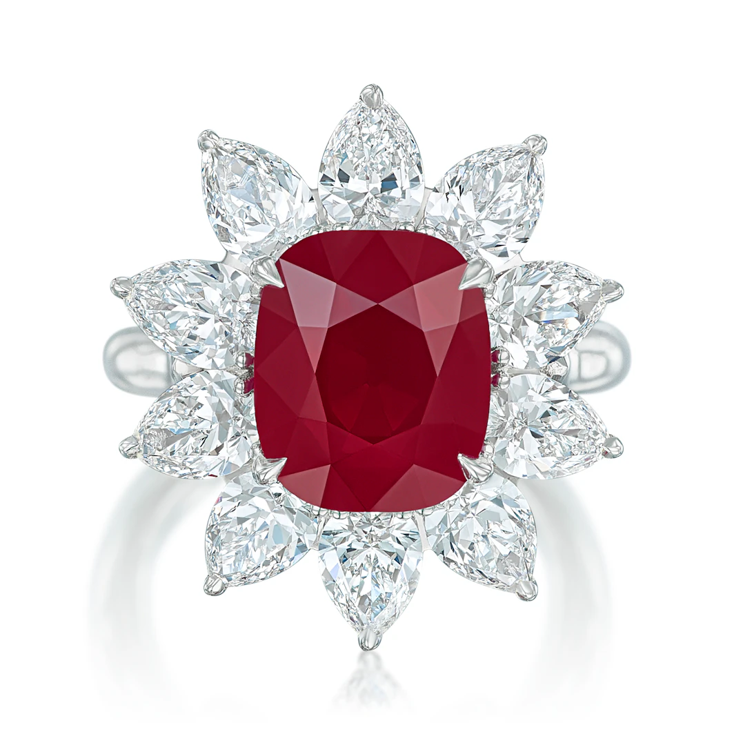 Platinum, 5.71ct Burma Ruby and Diamond Ring
