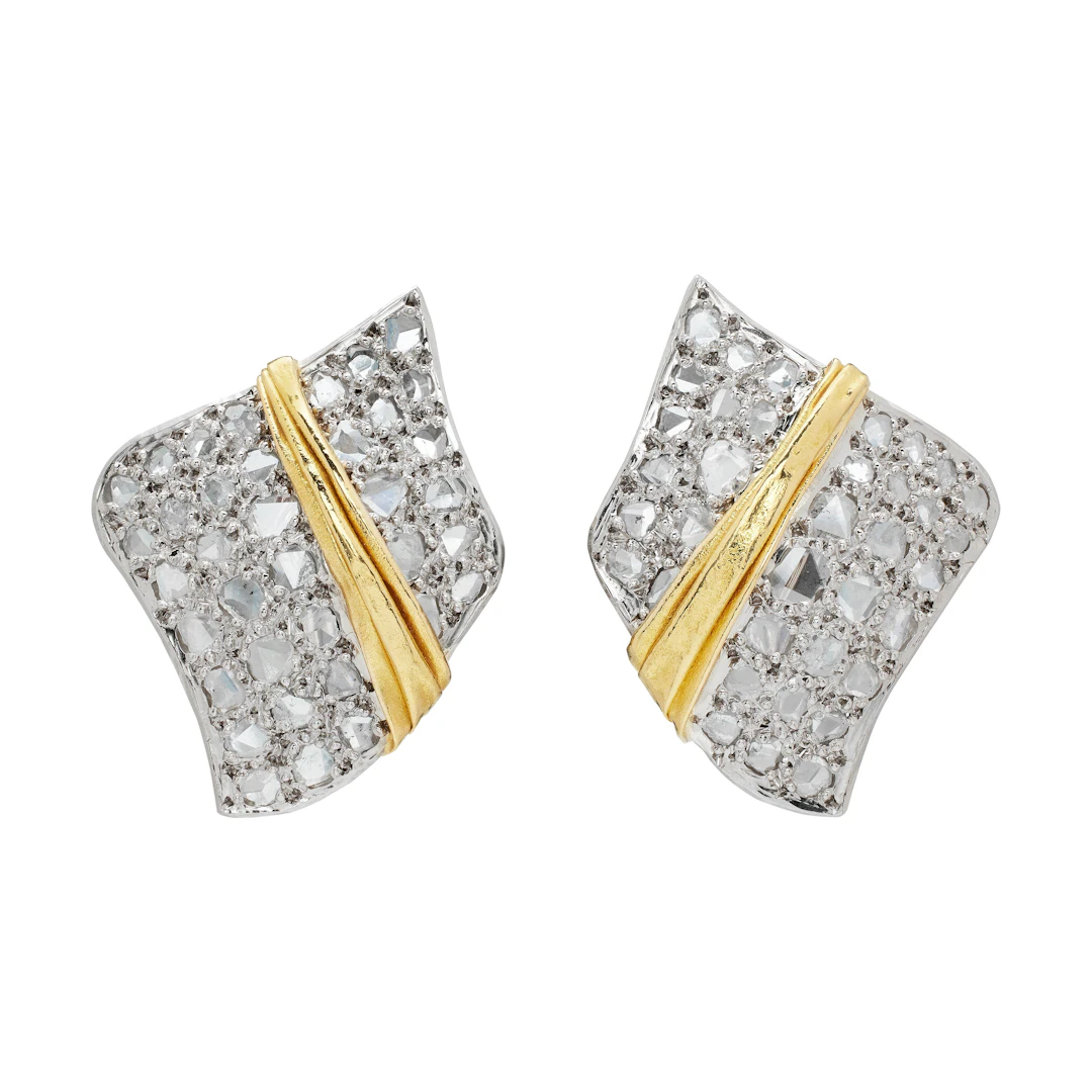 Gold, White Gold, and Diamond Earclips