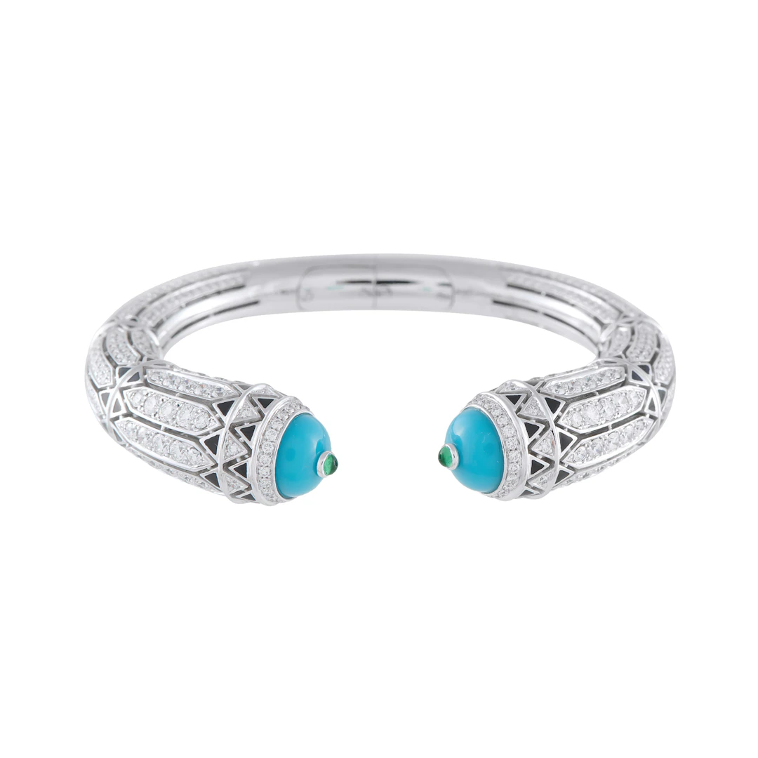 White Gold, Turquoise, Emerald, Blacker Lacquer and Diamond Géometrie