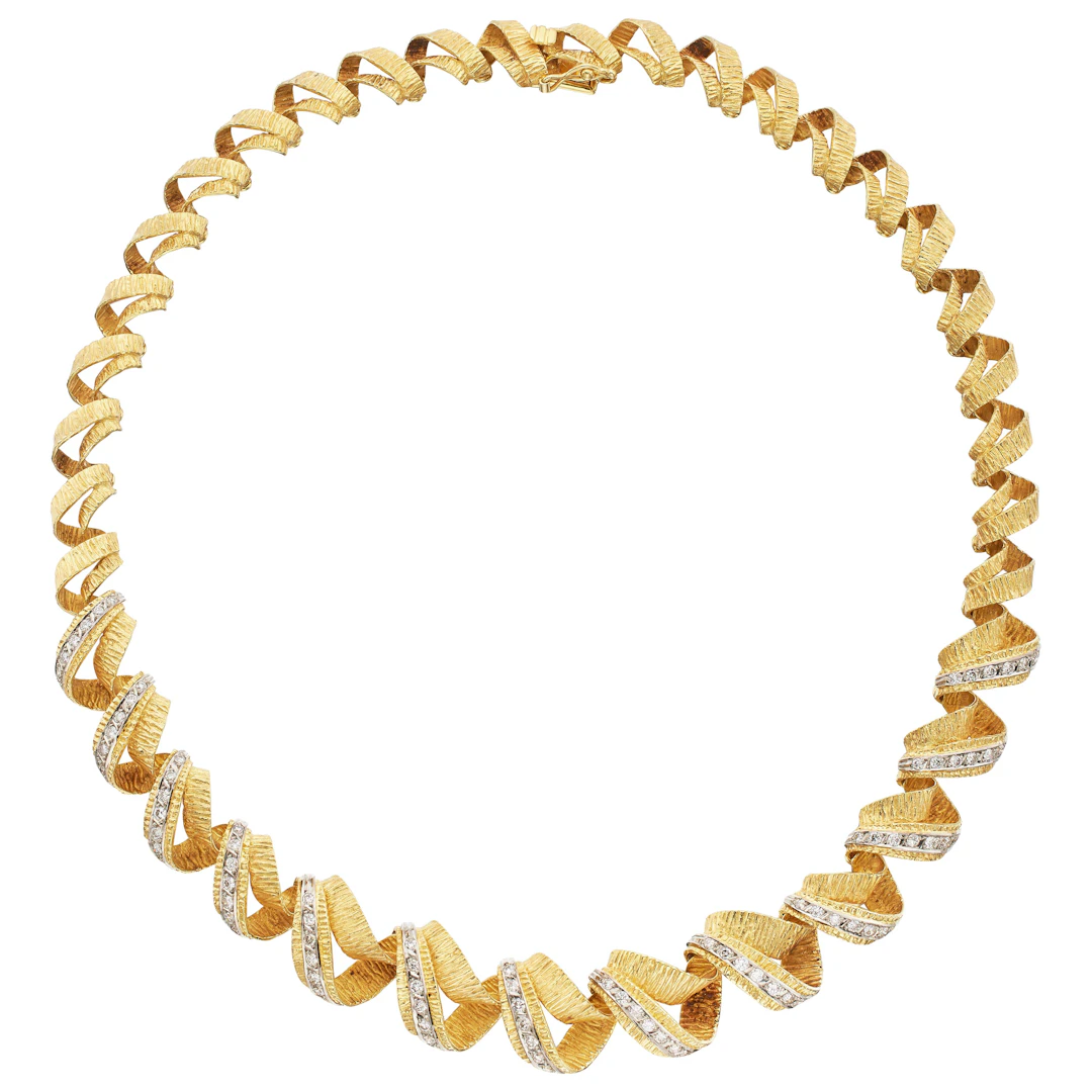 Gold, White Gold and Diamond Necklace