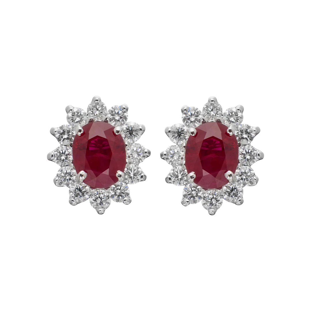 White Gold, 2.20ctw Ruby and Diamond Stud Earrings