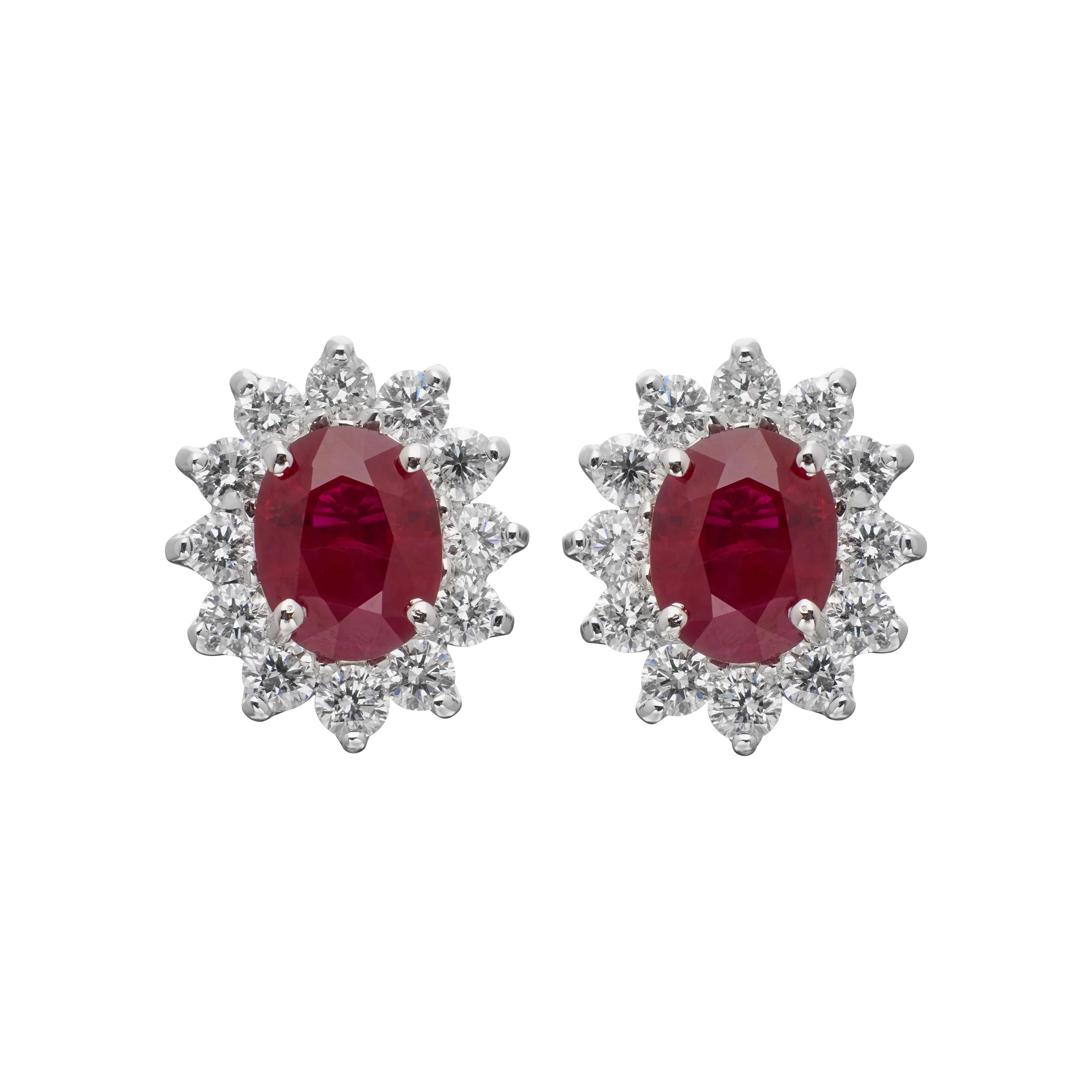 White Gold, 2.20ctw Ruby and Diamond Stud Earrings
