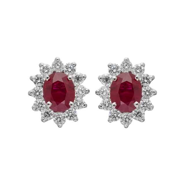 White Gold, 2.20ctw Ruby and Diamond Stud Earrings