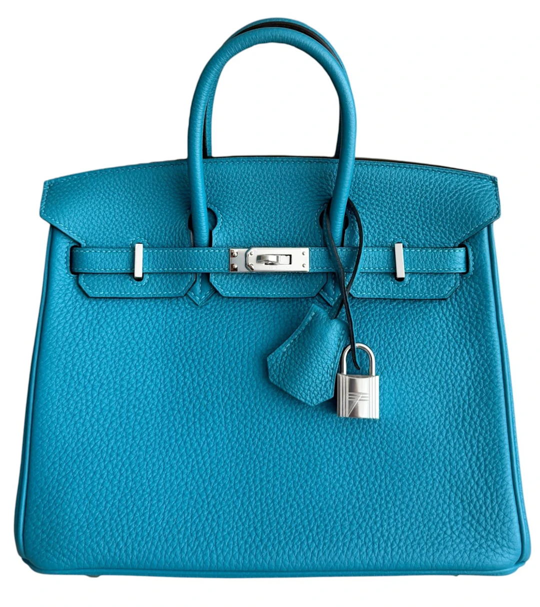 Turquoise Togo Birkin 25 Palladium Hardware, 2014