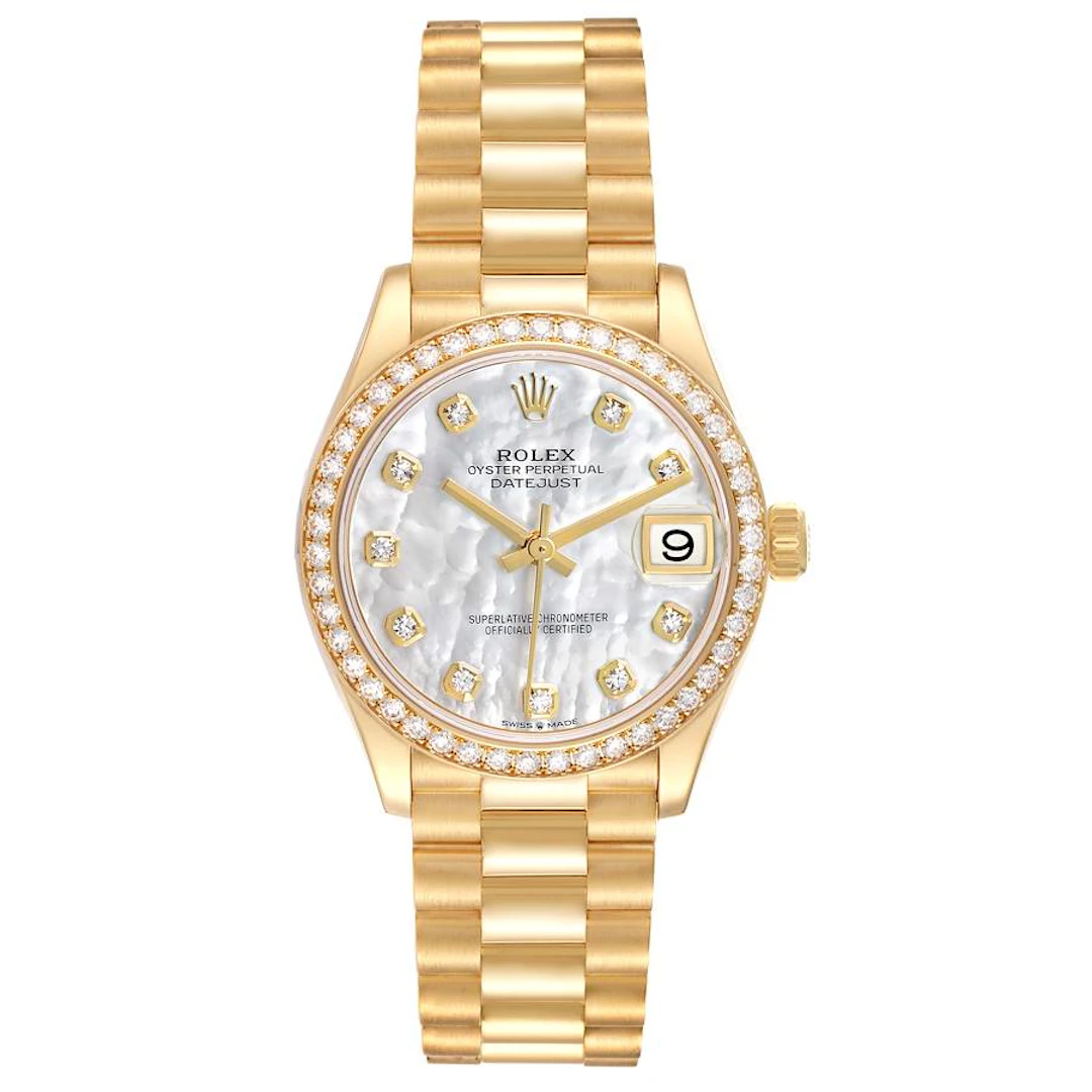 President Datejust (Reference 278288). A 31mm yellow gold diamond-set
