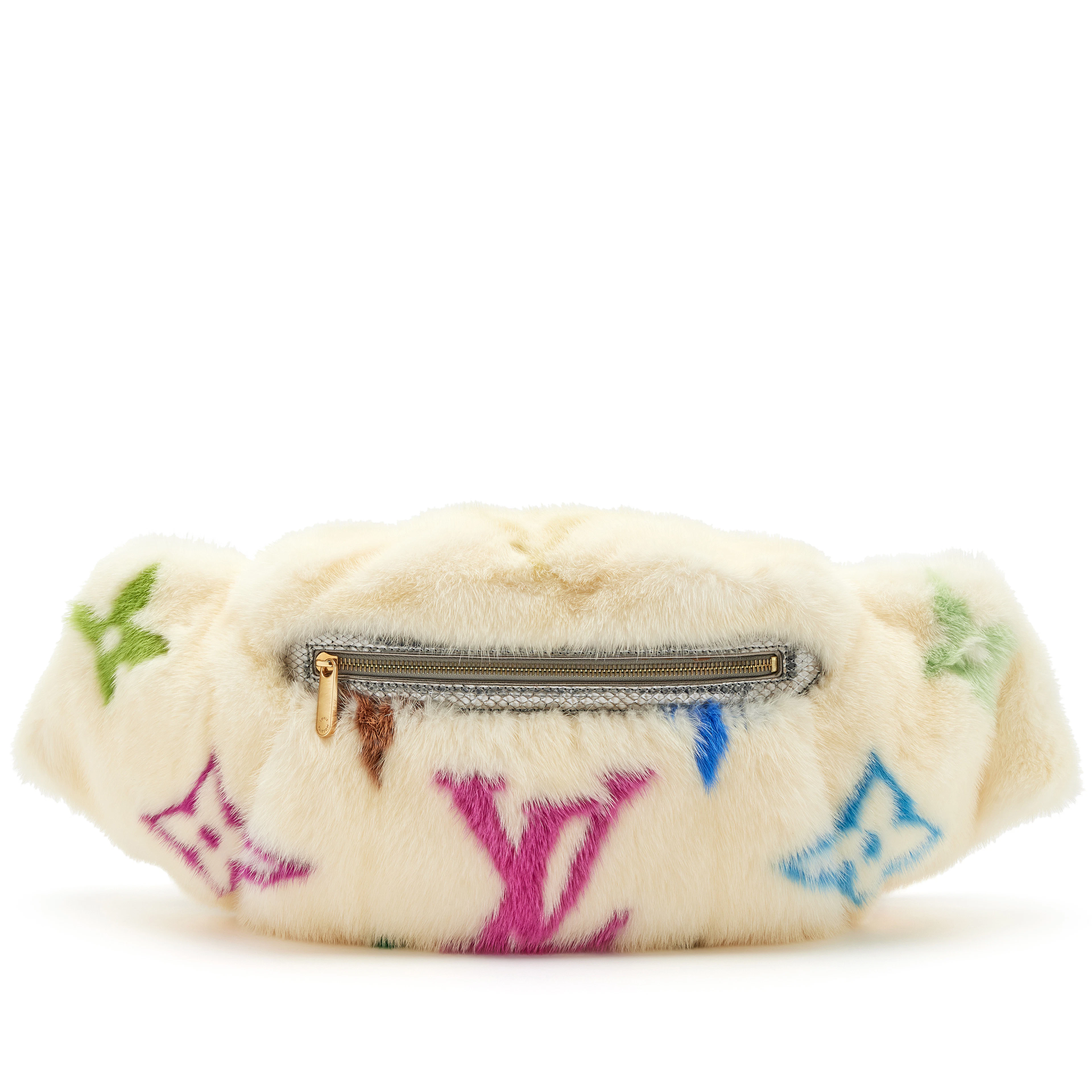 White Multicolor Monogram Mink and Silver Python Les Extraordinaires