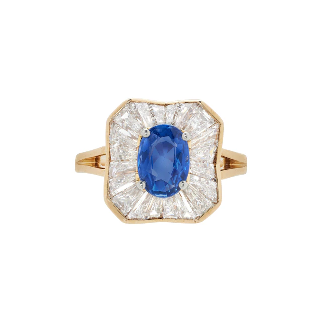 Vintage Gold, Platinum, 1.05ct Ceylon Sapphire and Diamond Ring