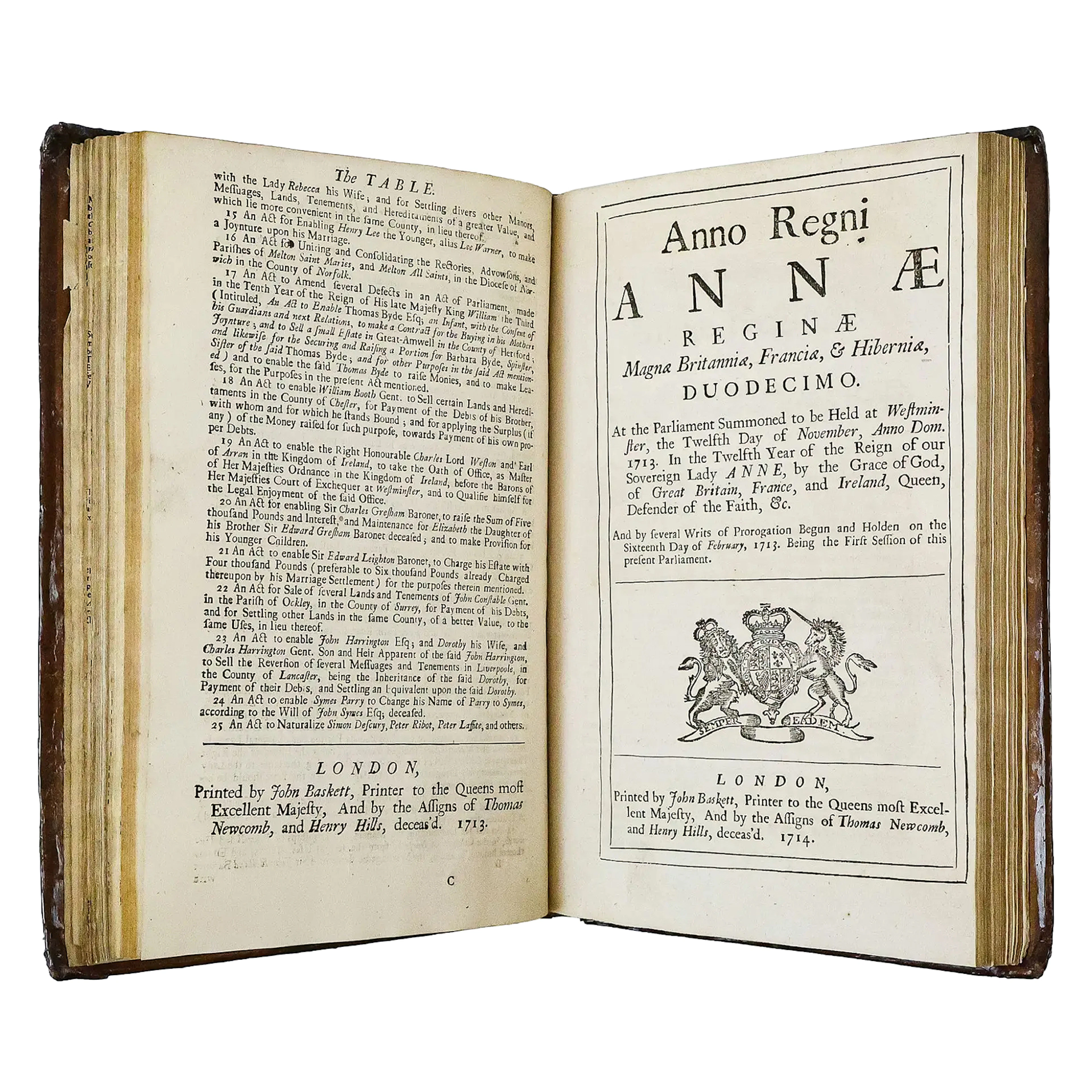 Thirty-Nine Acts of Parliament, Passed in the Twelfth Year of Queen