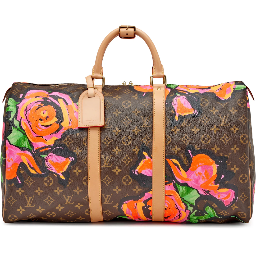 Pink, Orange, and Brown Monogram Roses Keepall 50 Gold Hardware, 2008