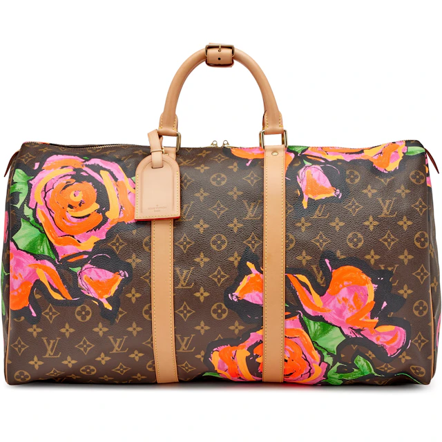 Pink, Orange, and Brown Monogram Roses Keepall 50 Gold Hardware, 2008