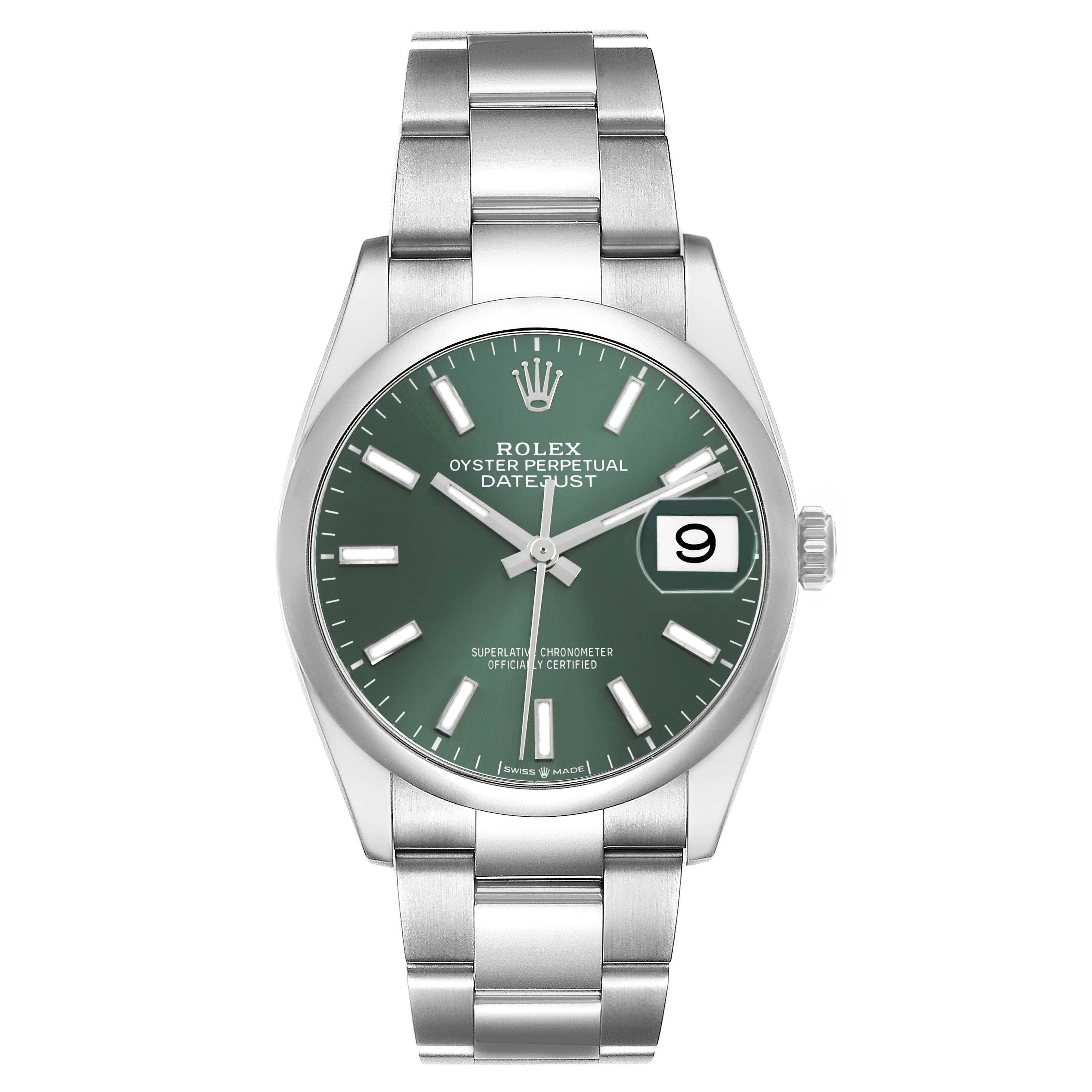 Datejust 'Mint' Green Dial (Reference 126200). A 36mm stainless steel