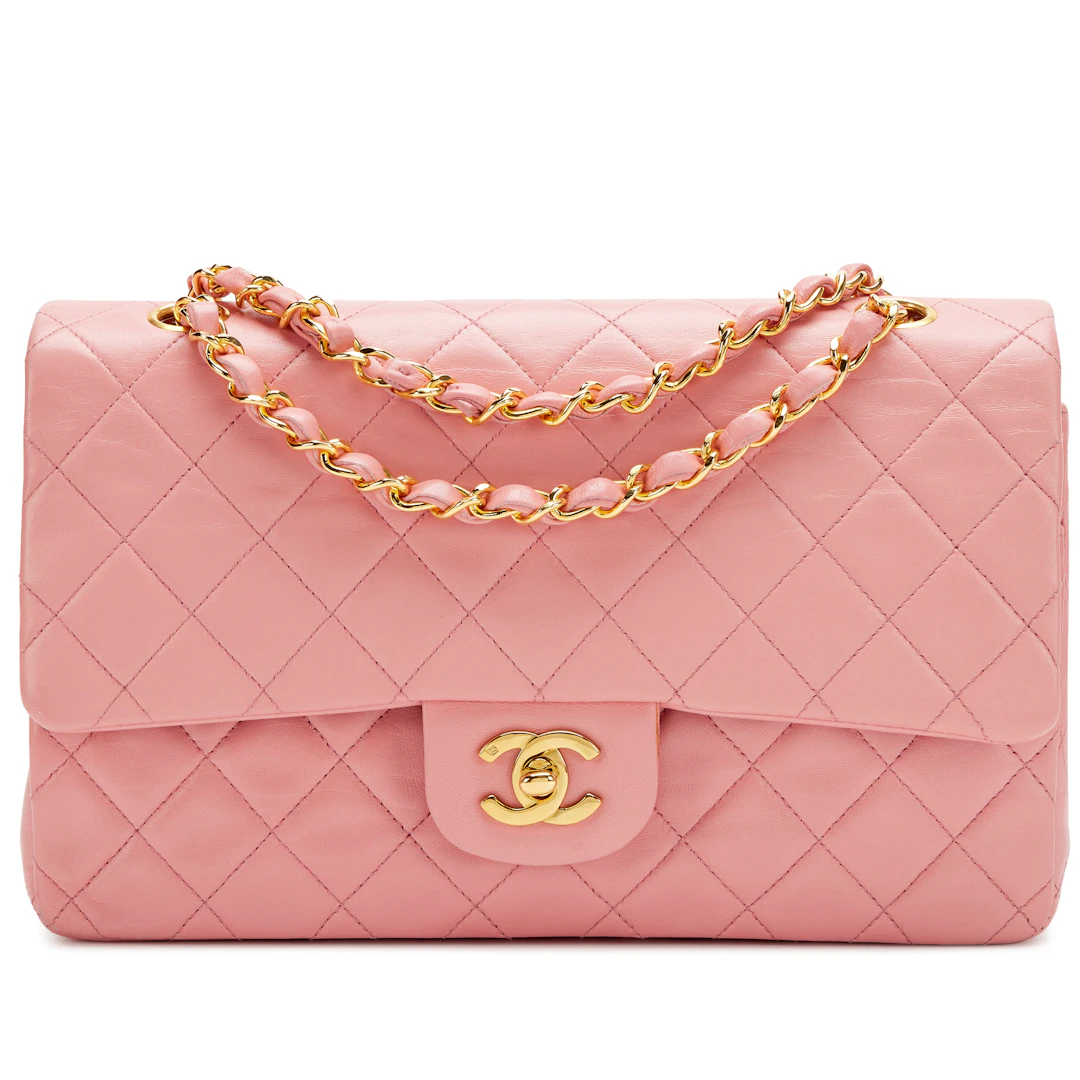 Vintage Sakura Pink Quilted Lambskin Classic Medium Double Flap Bag