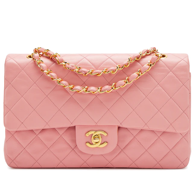 Vintage Sakura Pink Quilted Lambskin Classic Medium Double Flap Bag