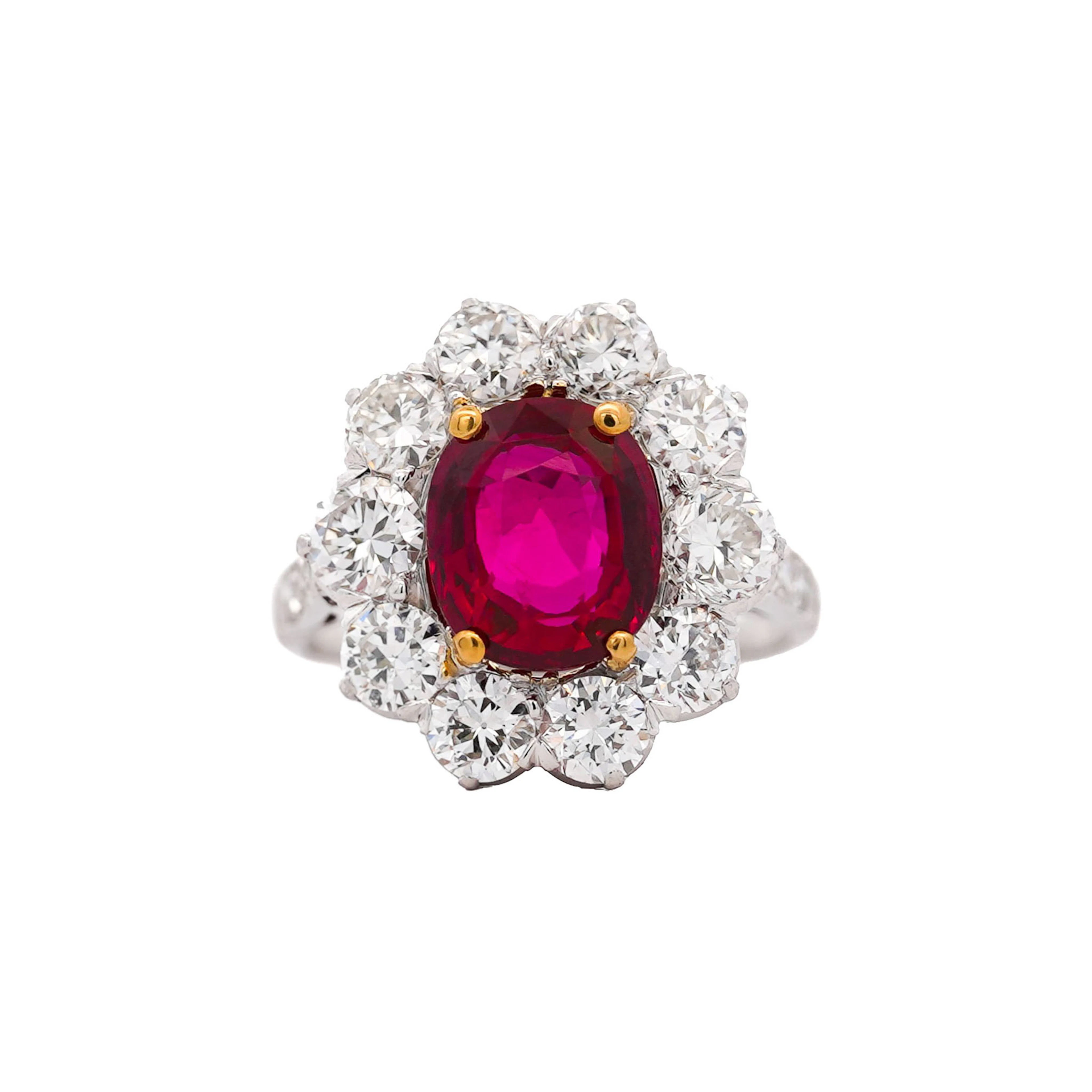Art Deco Platinum, 4.05ct Thai Ruby and Diamond Ring