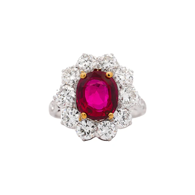 Art Deco Platinum, 4.05ct Thai Ruby and Diamond Ring