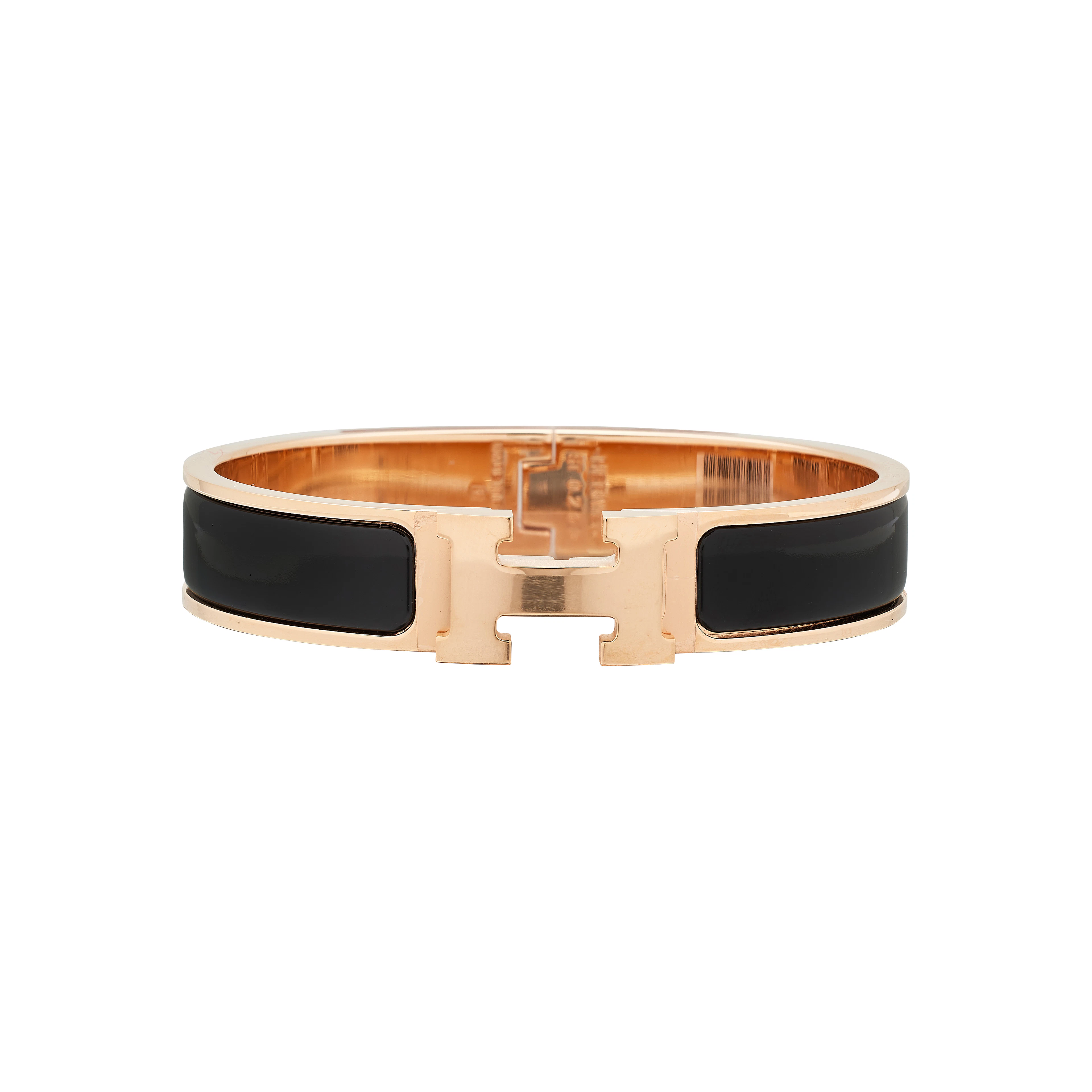 Black Enamel Clic H Bracelet PM Rose Gold Hardware