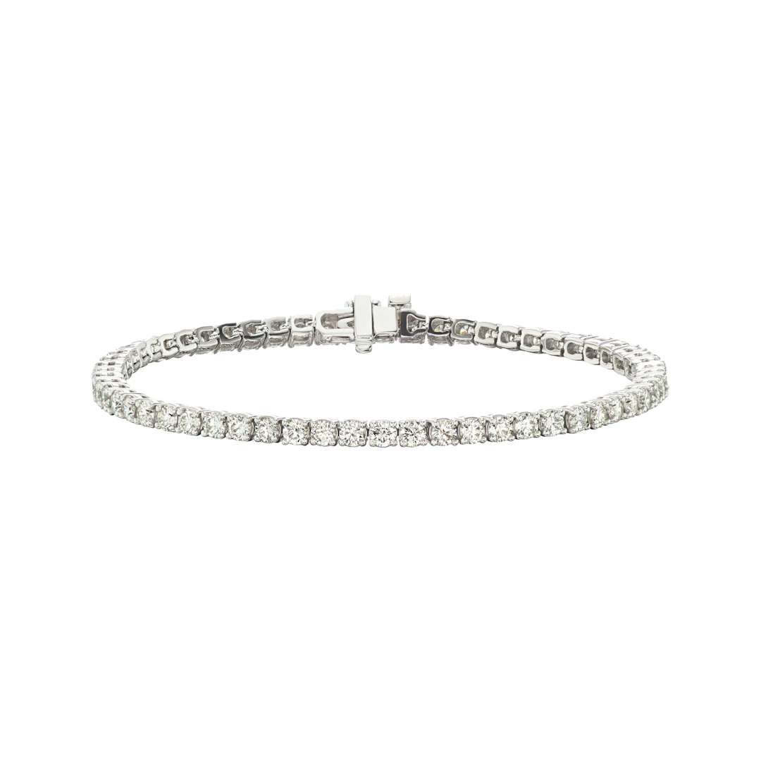 White Gold and 5.00-5.99ctw Round Brilliant Cut Diamond Tennis Bracelet