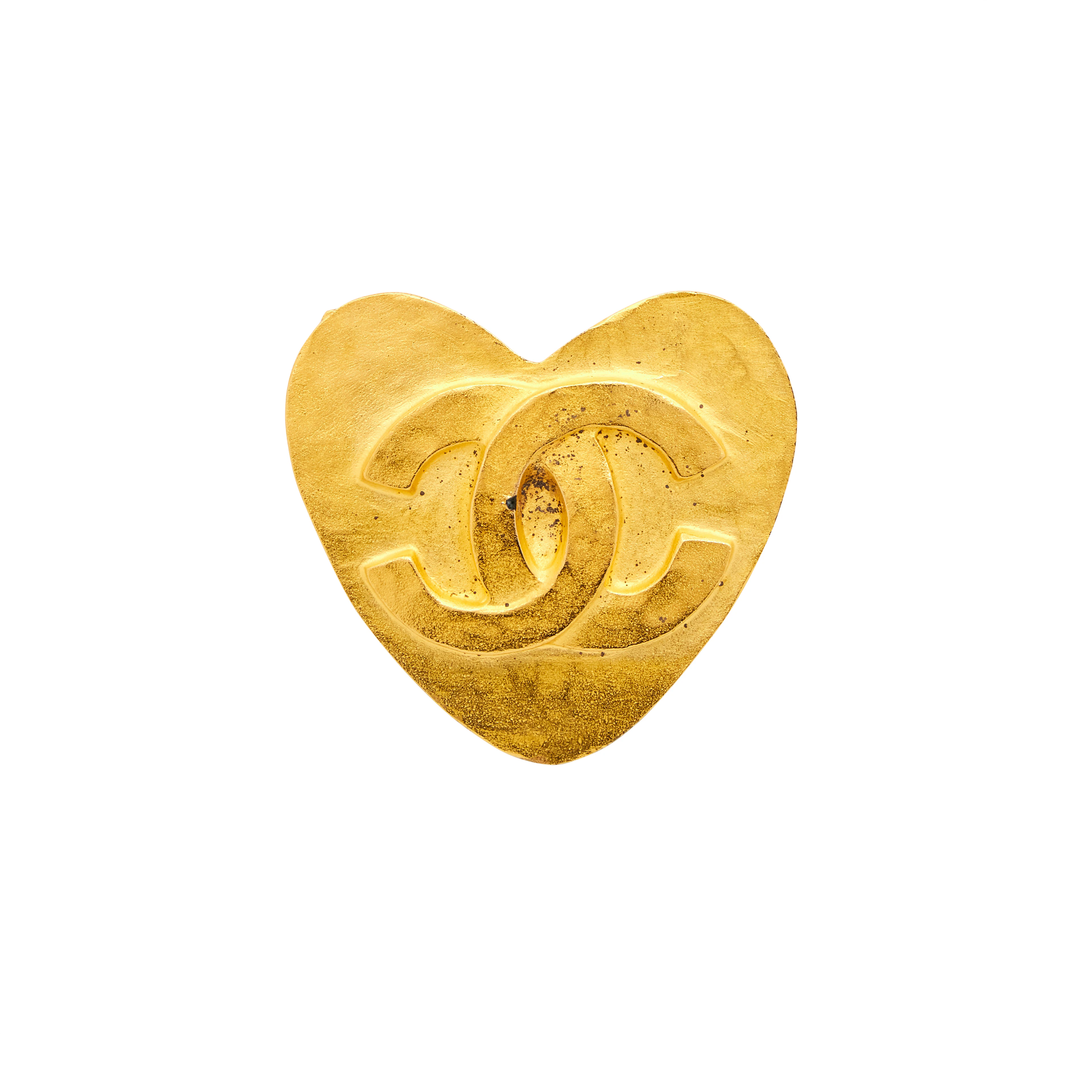 Vintage Gold Metal Heart Brooch, 1995