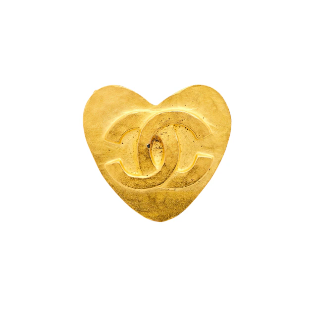 Vintage Gold Metal Heart Brooch, 1995
