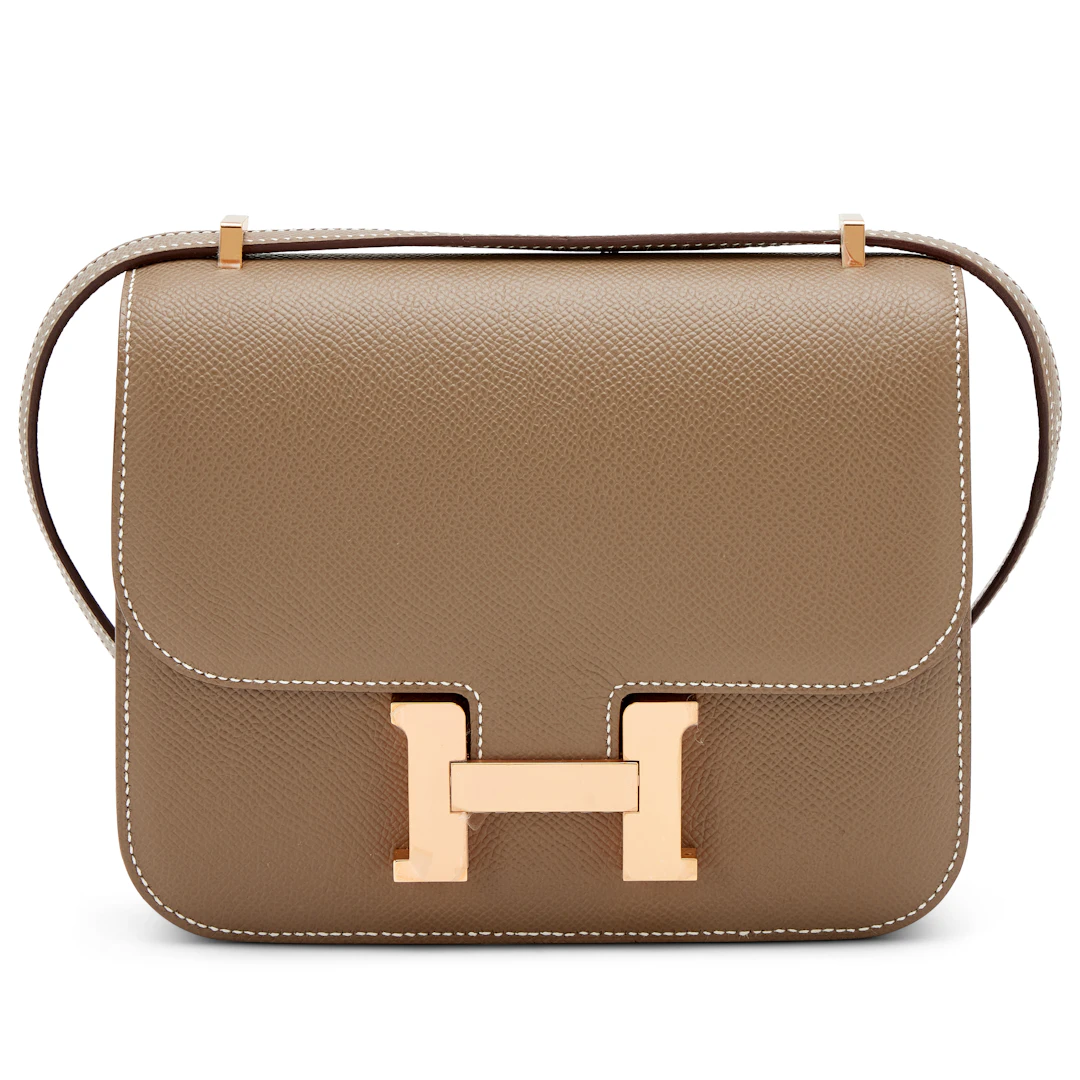 Etoupe Epsom Mini Constance 18 Rose Gold Hardware, 2022