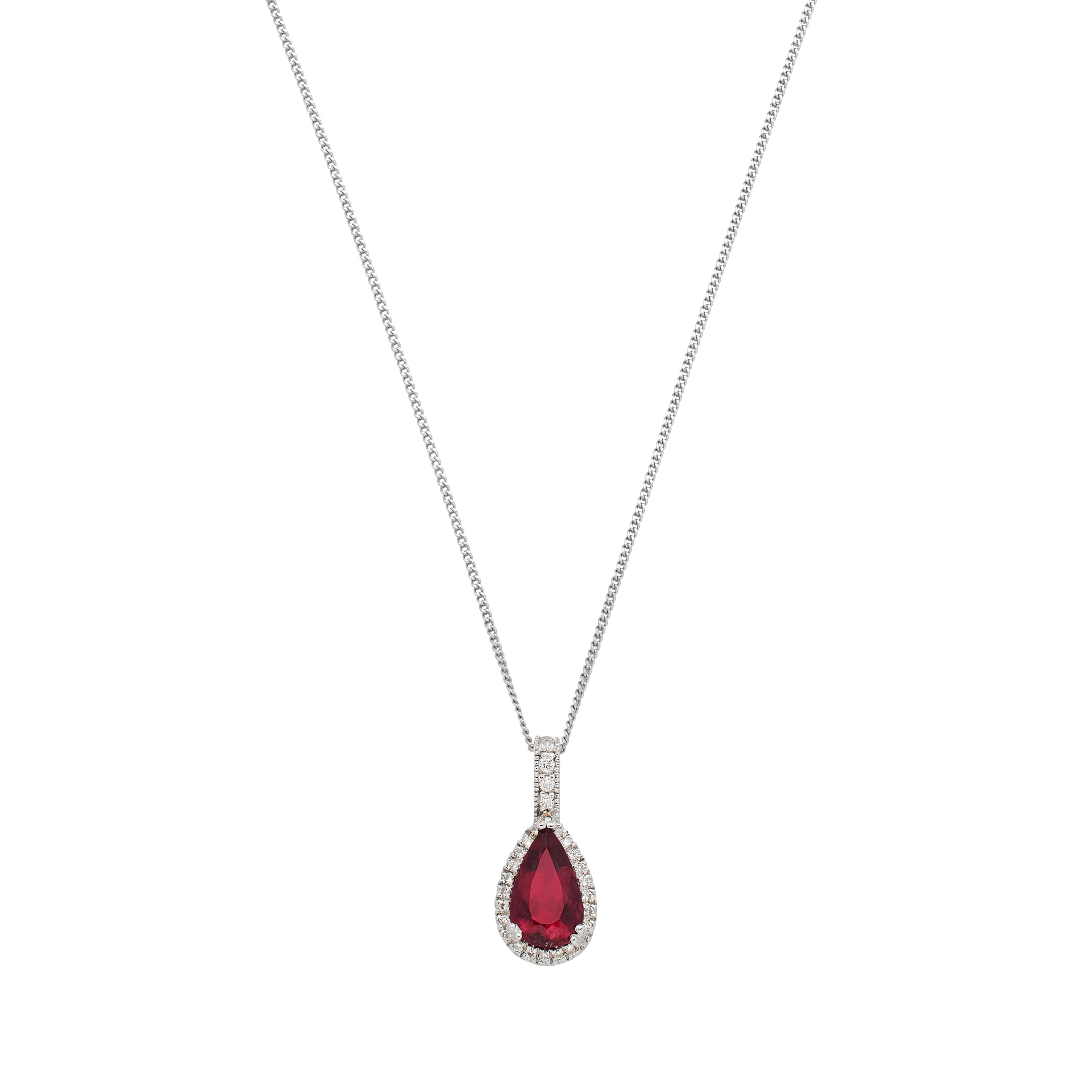 White Gold, 5.55ct Rubellite Tourmaline and Diamond Pendant Necklace