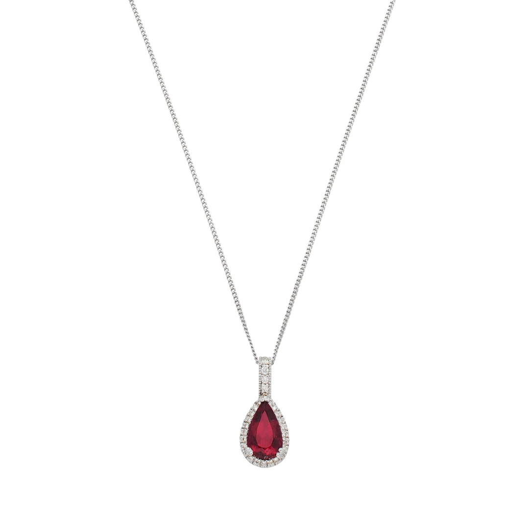 White Gold, 5.55ct Rubellite Tourmaline and Diamond Pendant Necklace