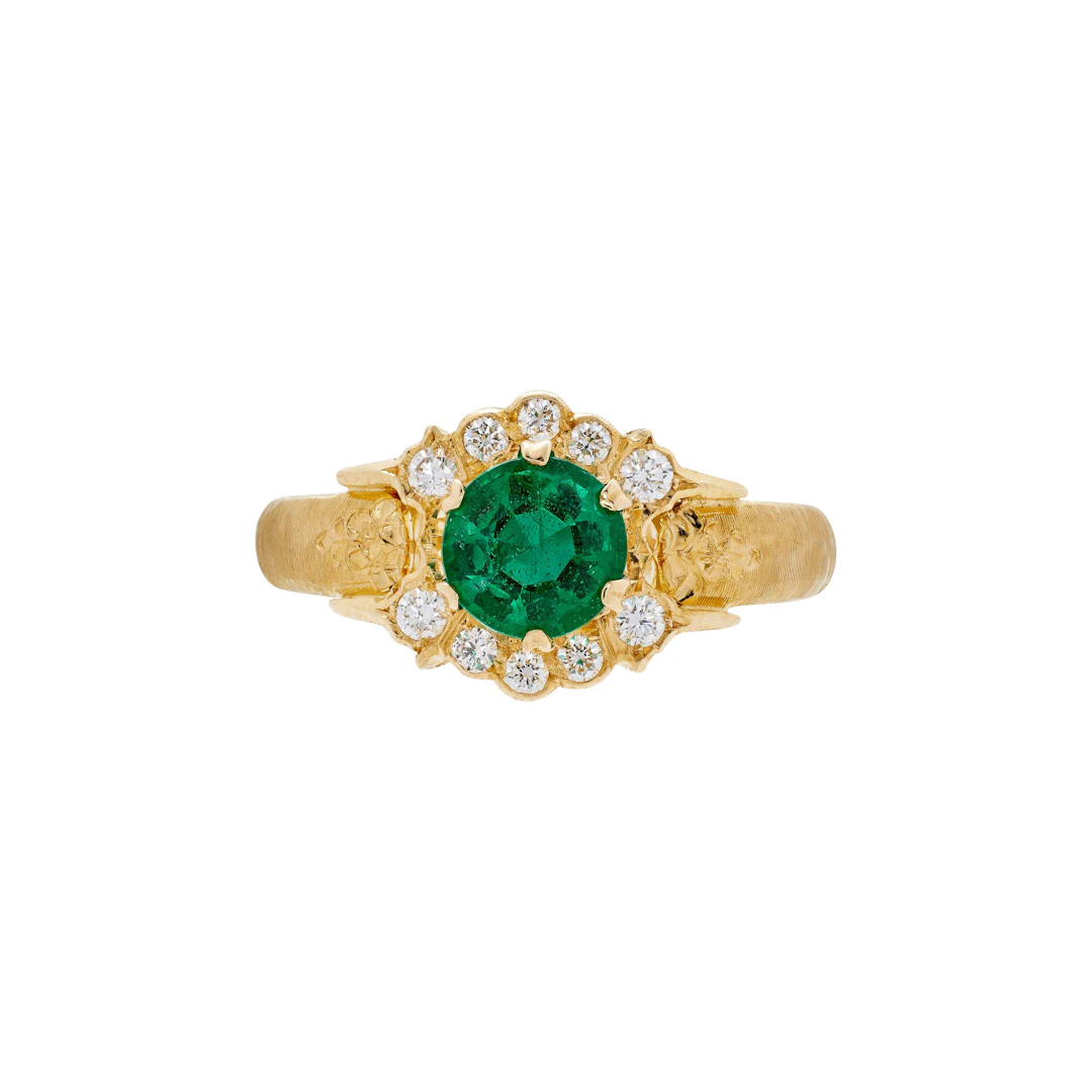 Gold, Emerald and Diamond Bradamante Ring