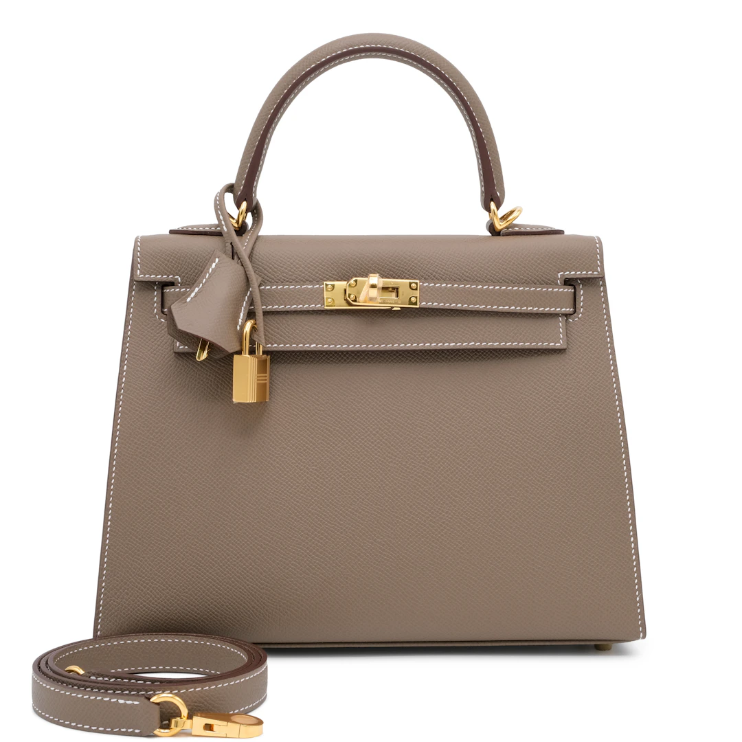 Etoupe Epsom Kelly 25 Sellier Gold Hardware