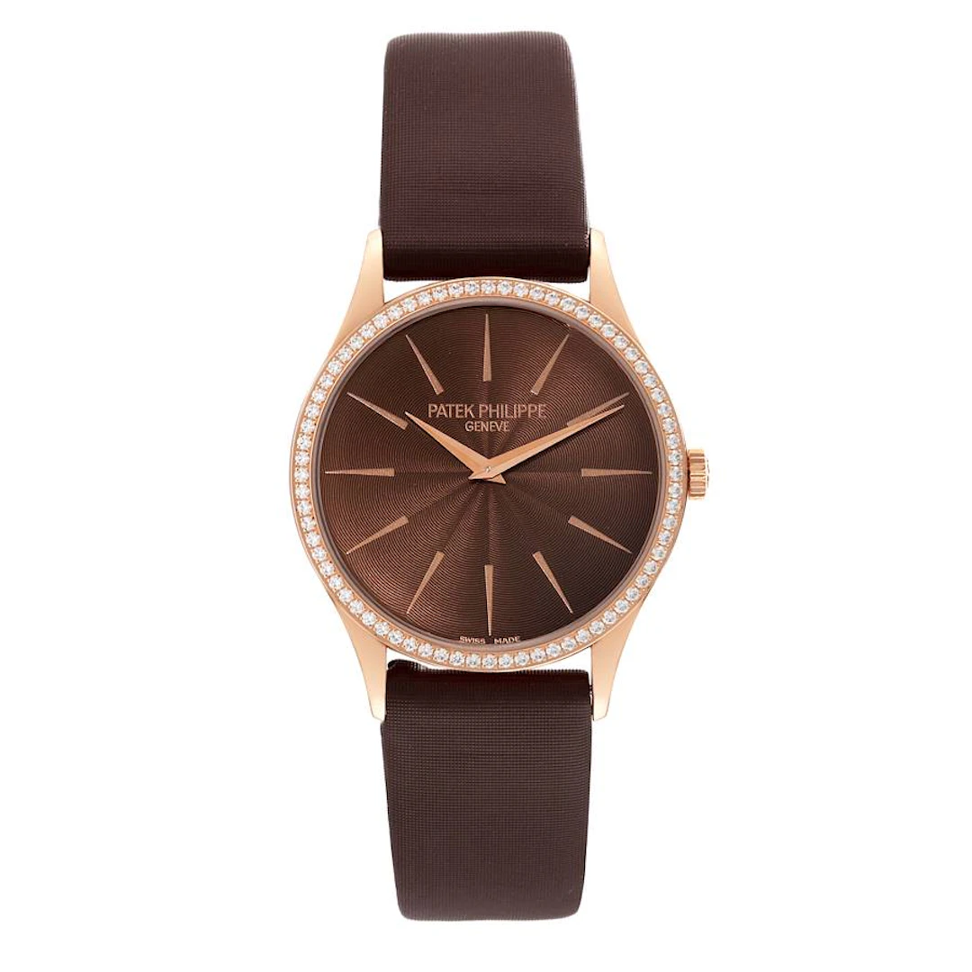 Calatrava (Reference 4897R-001). A 33mm rose gold diamond-set manual