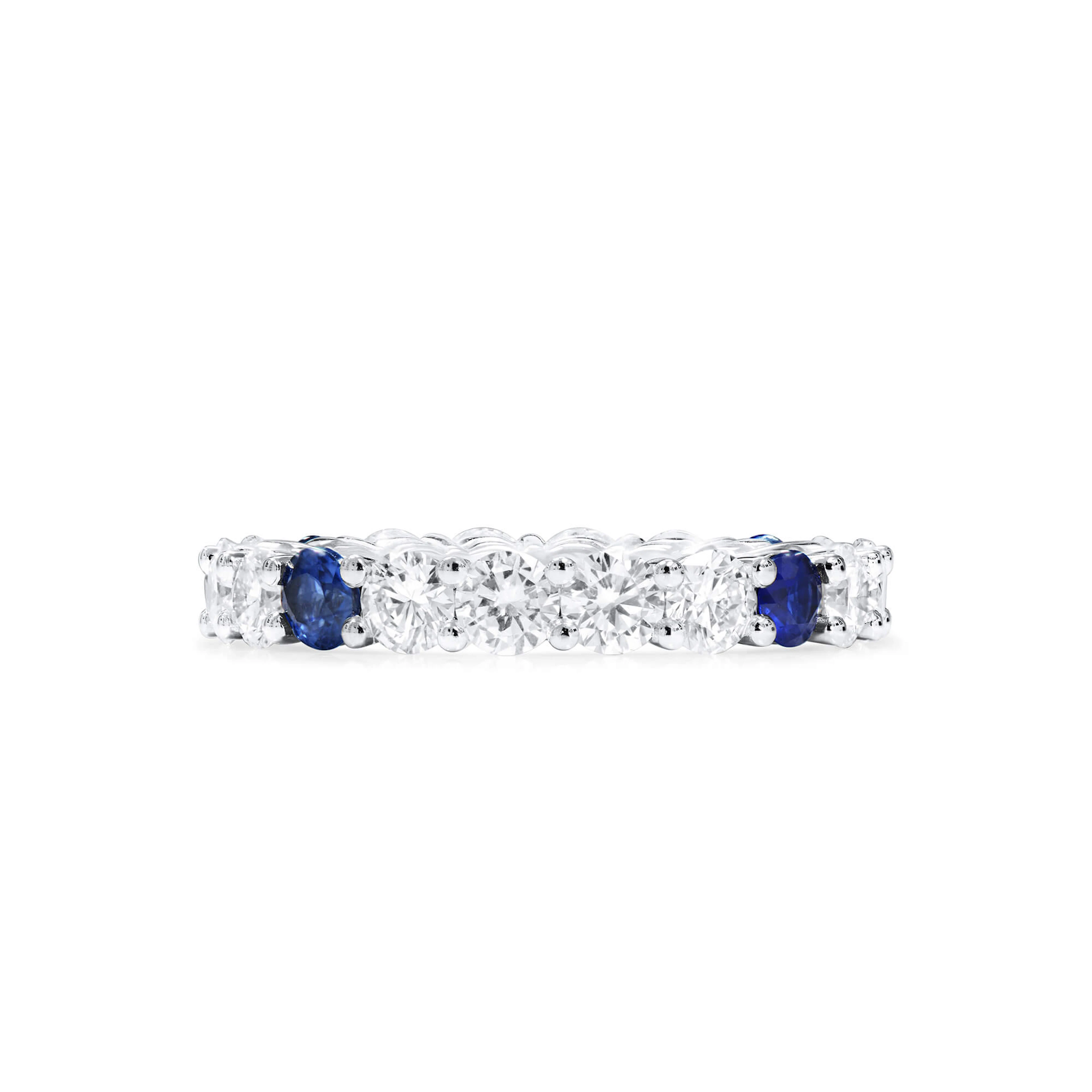 White Gold, 2.55ctw Oval Cut Diamond and Sapphire Eternity Band Ring