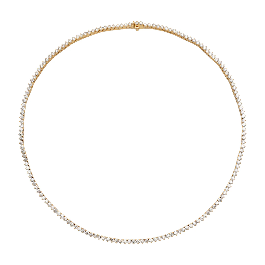Gold and 8.40ctw Round Brilliant Cut Diamond Tennis Necklace