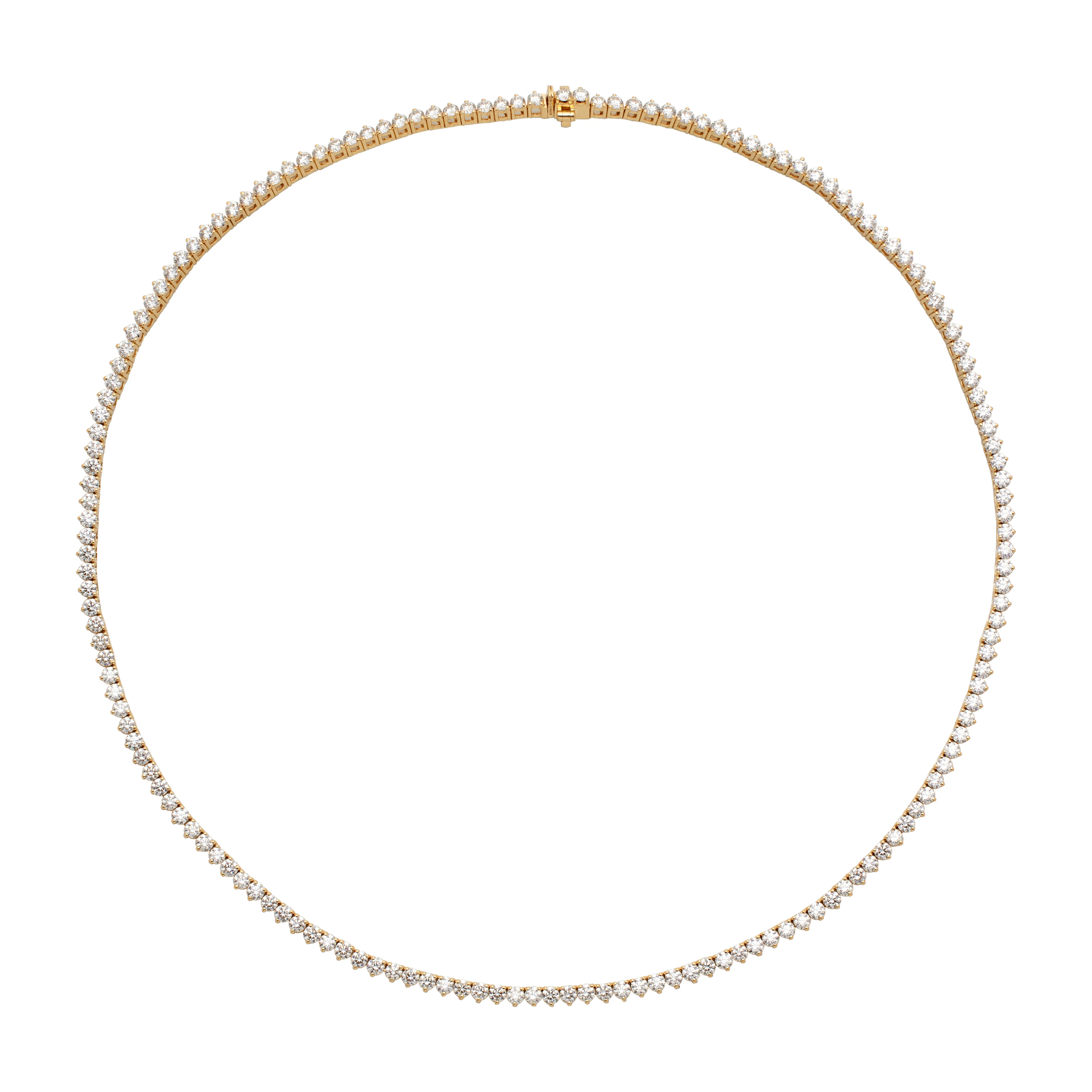 Gold and 8.40ctw Round Brilliant Cut Diamond Tennis Necklace