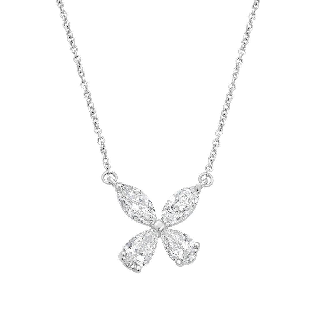 Platinum and Diamond Floral Pendant Necklace