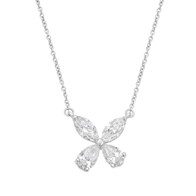 Platinum and Diamond Floral Pendant Necklace