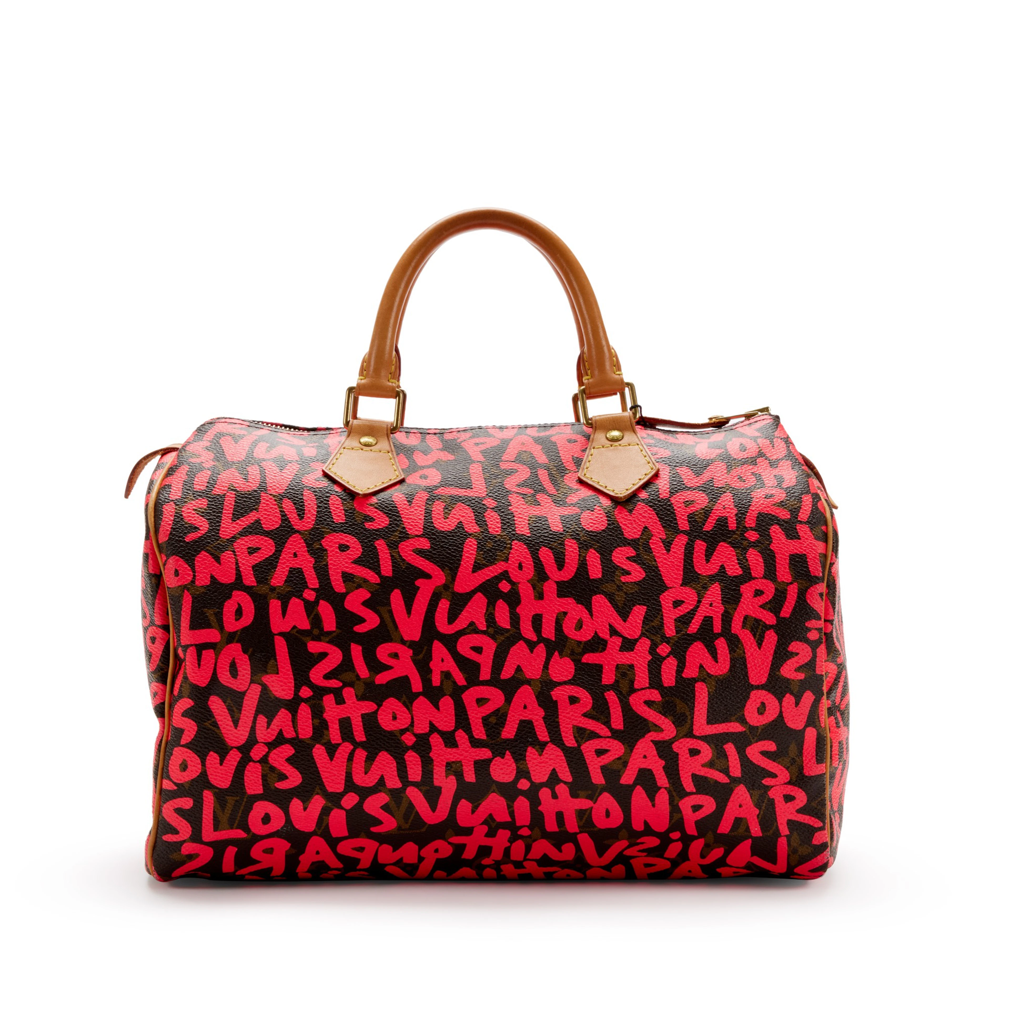 Stephen Sprouse Pink Monogram Graffiti Coated Canvas Speedy 30 Gold